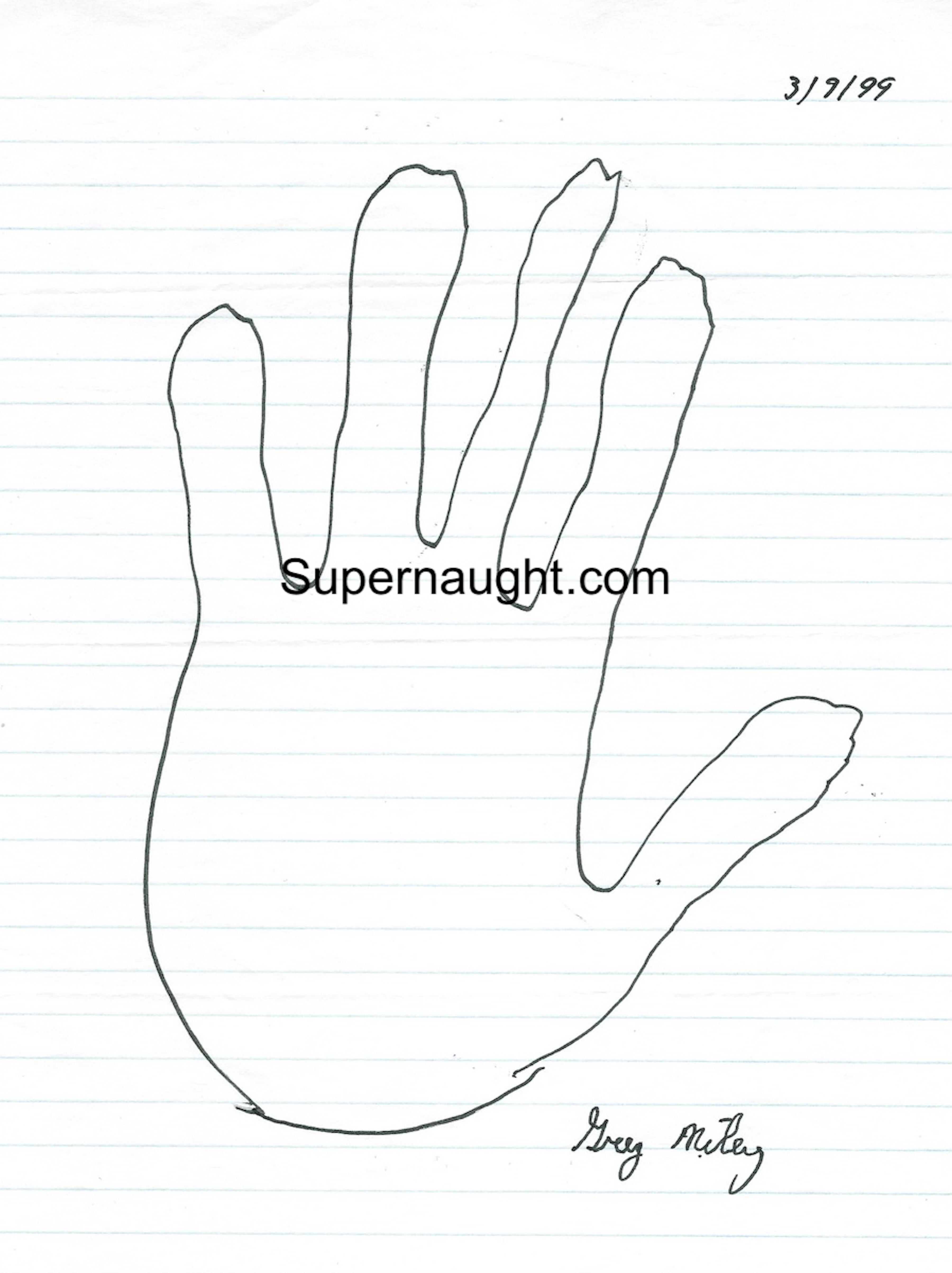 Greg Miley Signed Left Hand Tracing