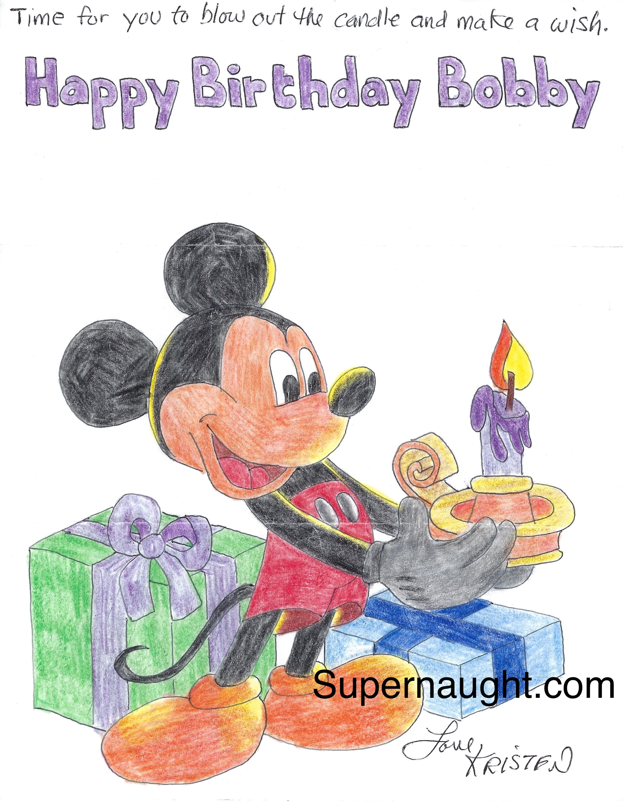 Hadden Clark Mickey Mouse Happy Birthday Artwork Signed