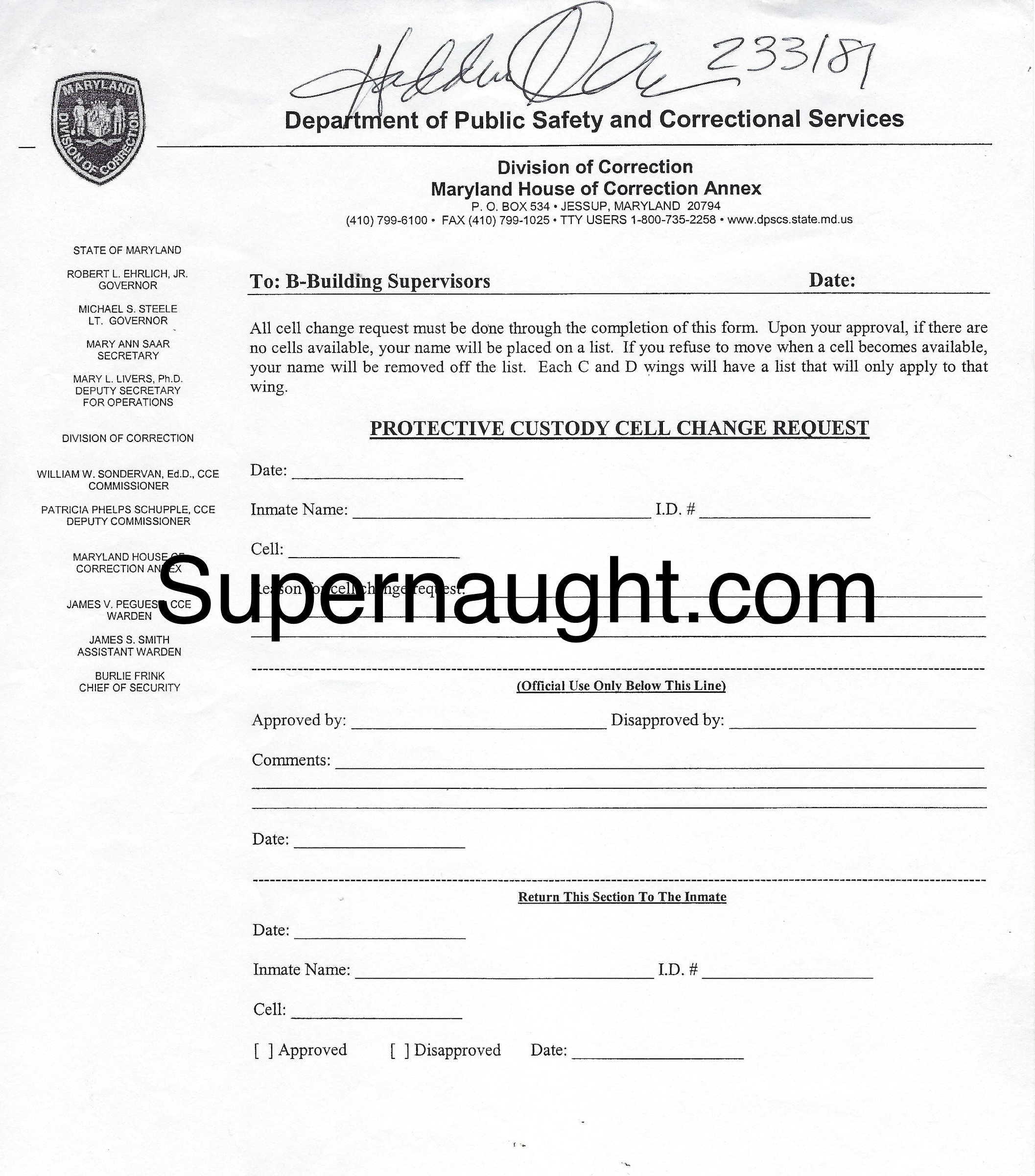 Hadden Clark Signed Protective Custody Request