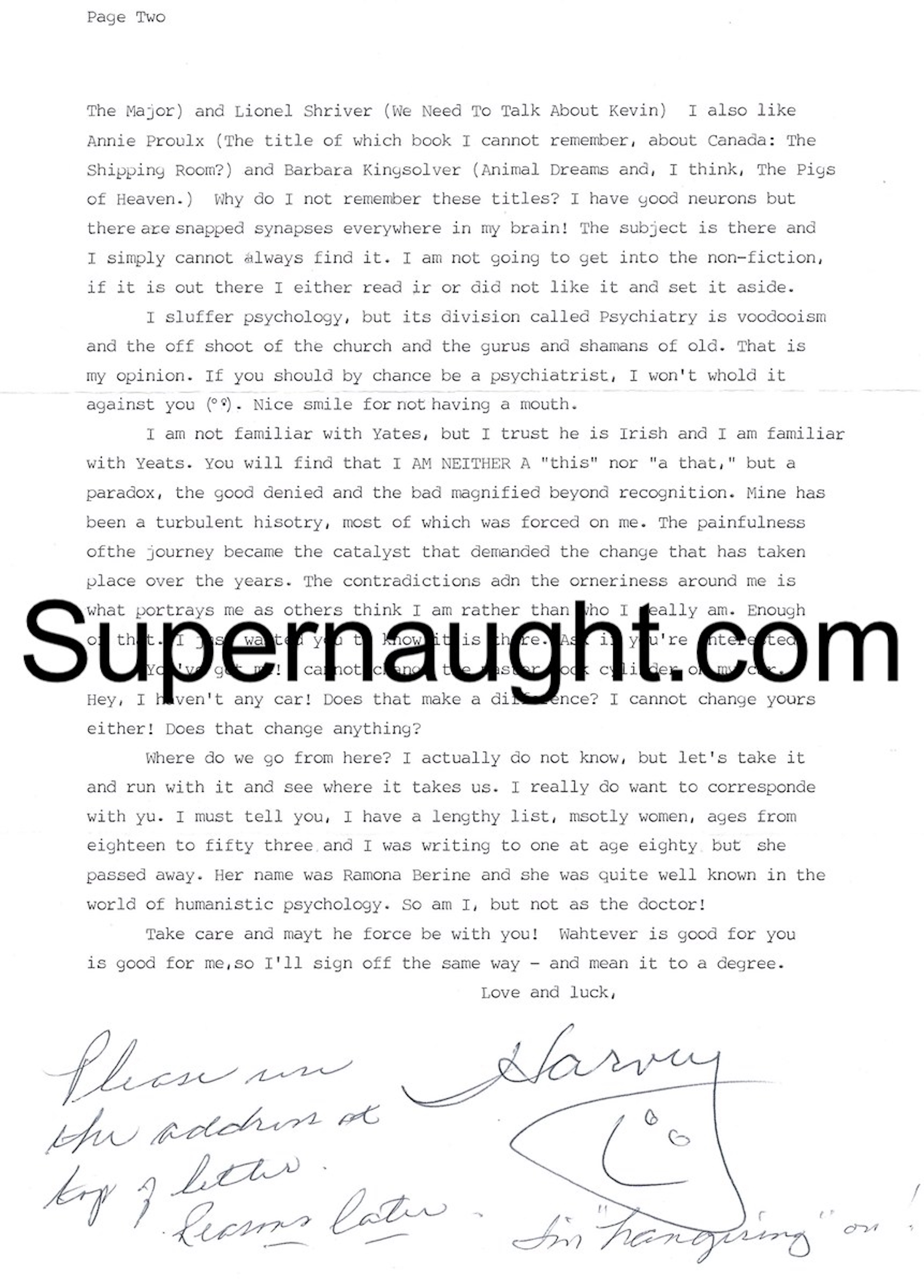 Harvey Carignan Letter and Envelope Set Both Signed