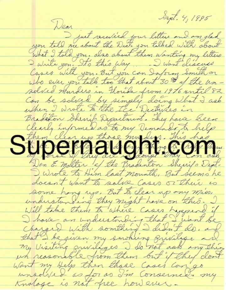 Henry Lee Lucas Four Page Crime Content Letter and Envelope Set Both Signed