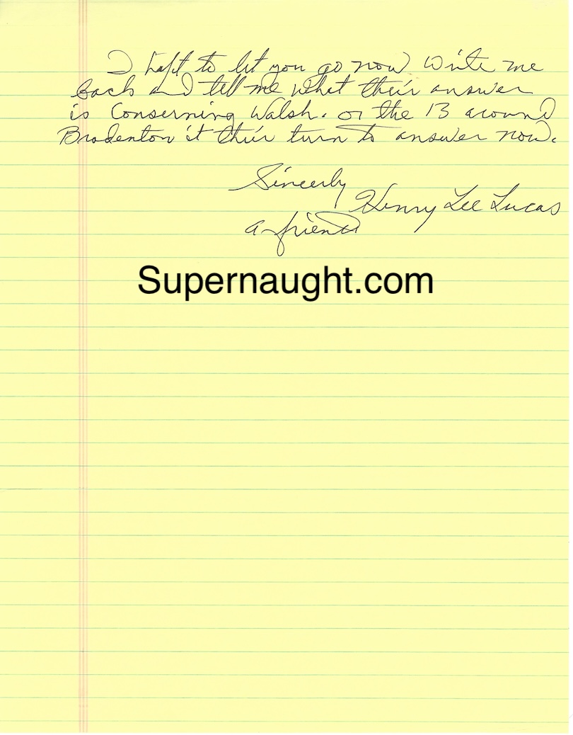 Henry Lee Lucas Four Page Crime Content Letter and Envelope Set Both Signed image 4