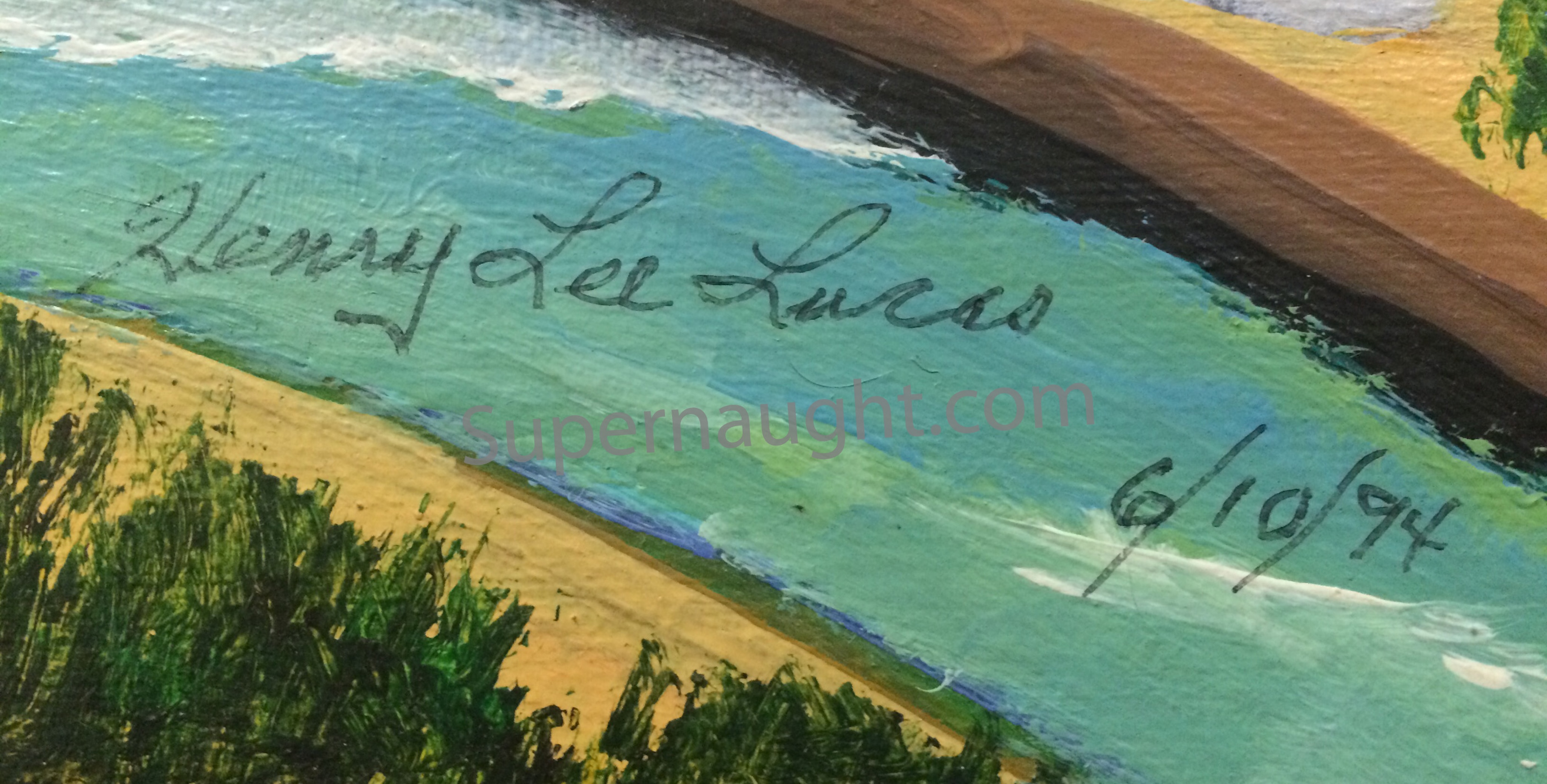 Henry Lee Lucas Indians Oil Painting Signed and Dated in Full image 2