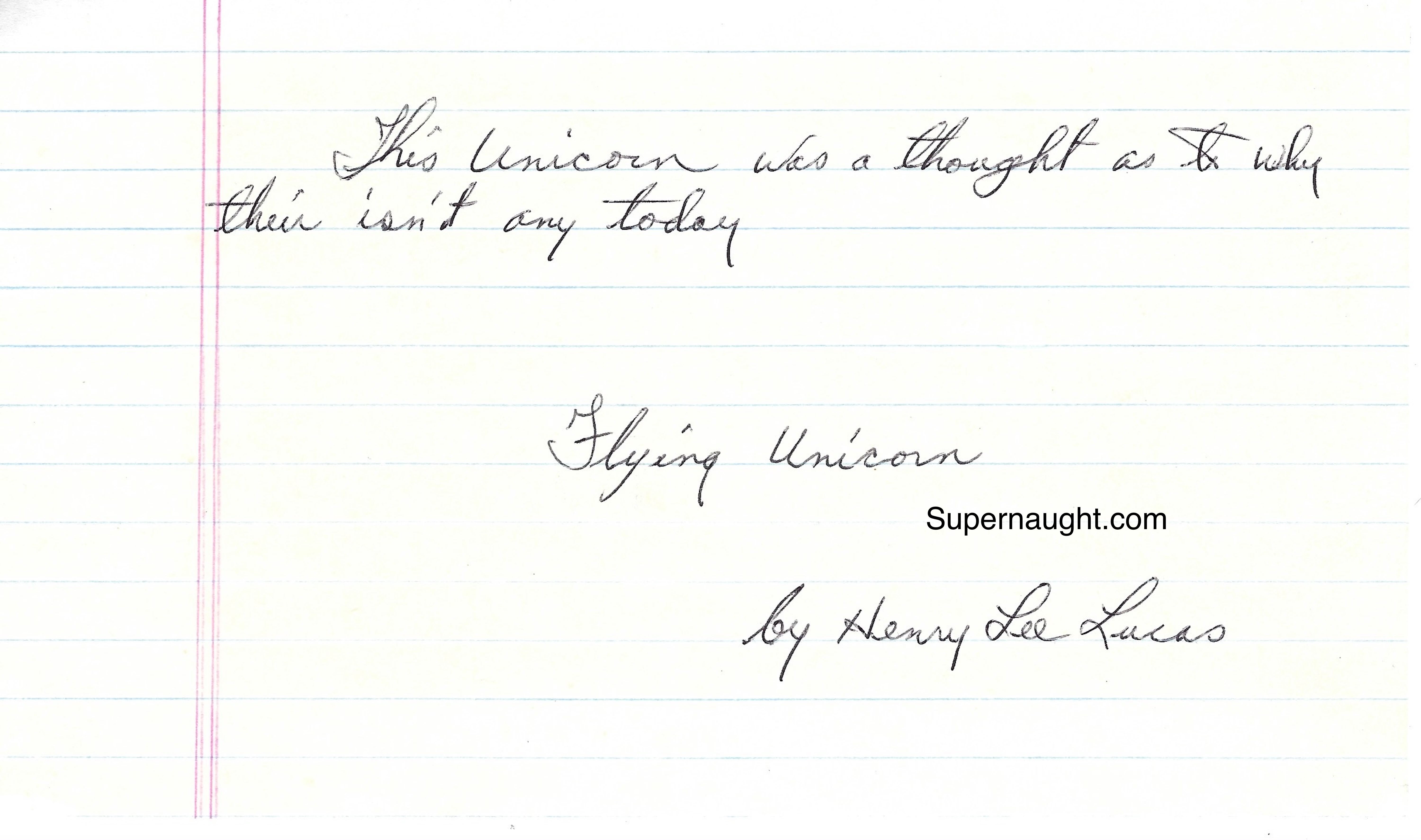 Henry Lee Lucas Unicorn with Signed Note image 2