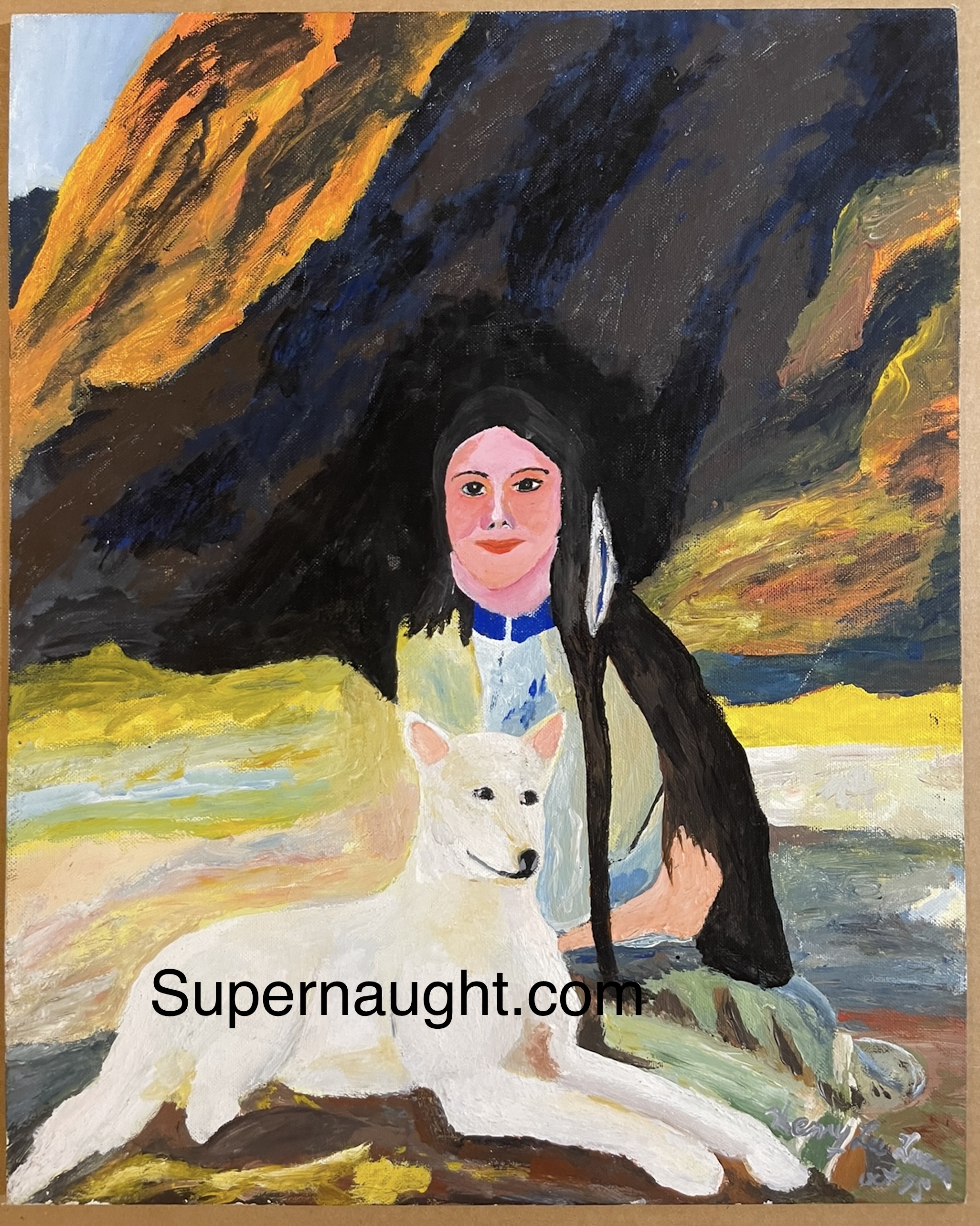 Henry Lee Lucas Woman With Dog Painting