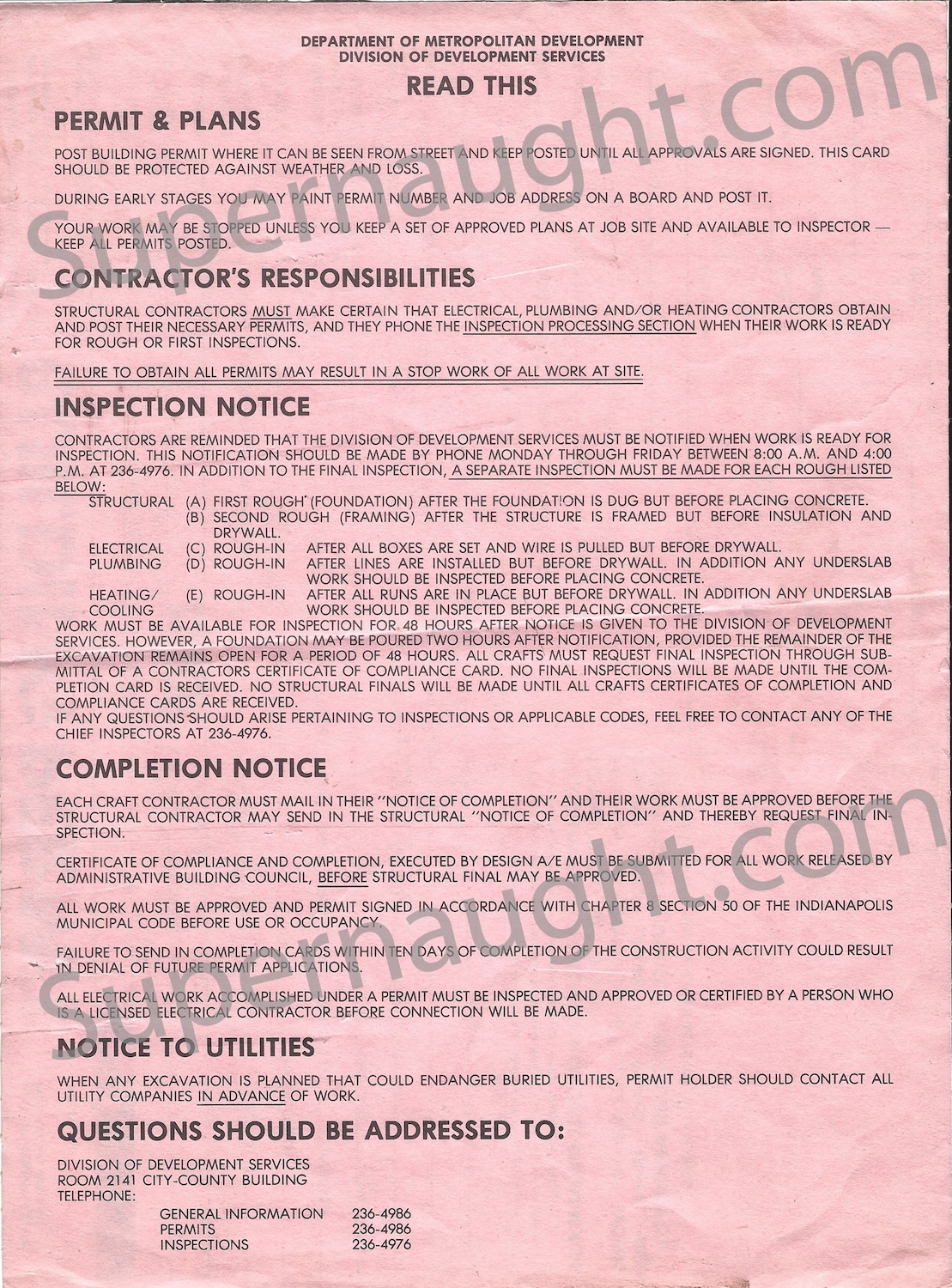 Herbert Baumeister 1988 Building Permit image 2