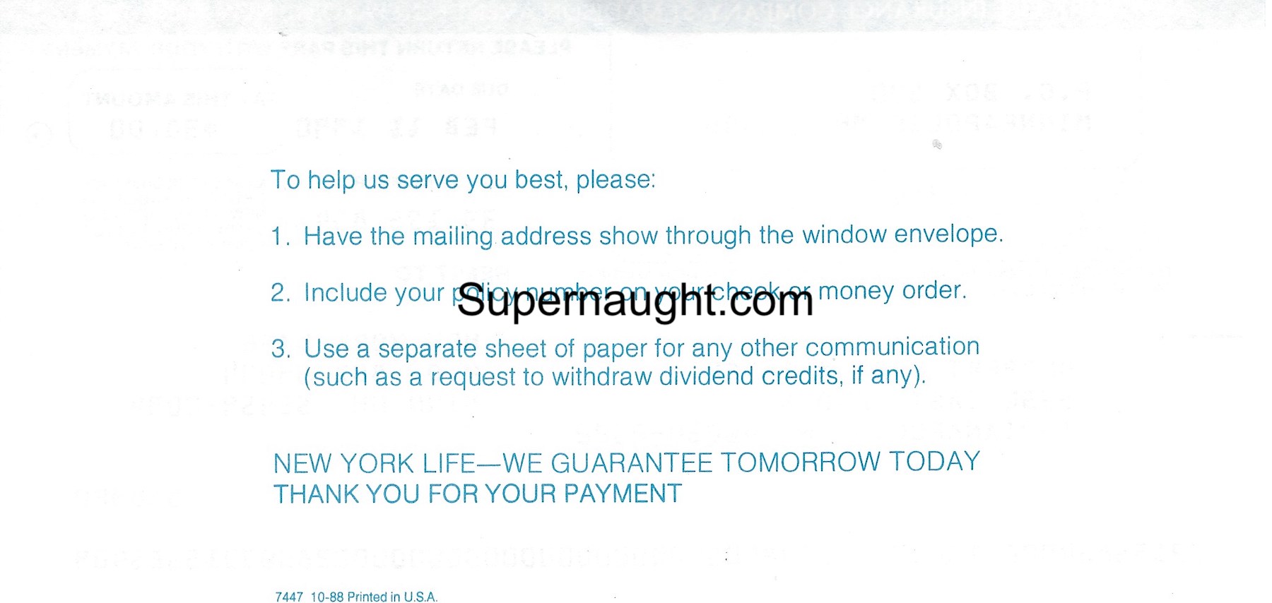 Herbert Baumeister New York Life Insurance Payment Due Original  image 2