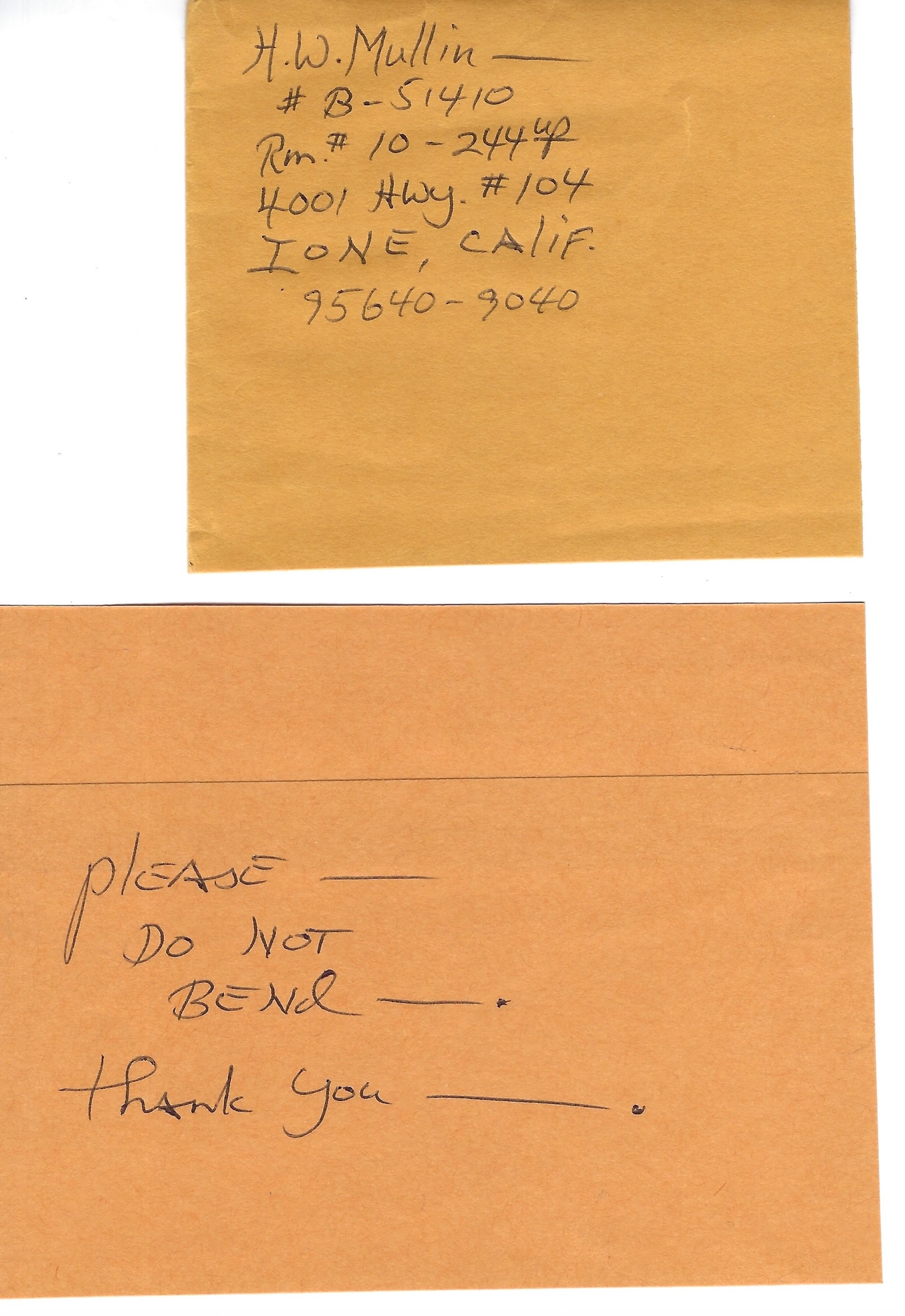Herbert Mullin Handwritten Note and Portion Signed Envelope image 2