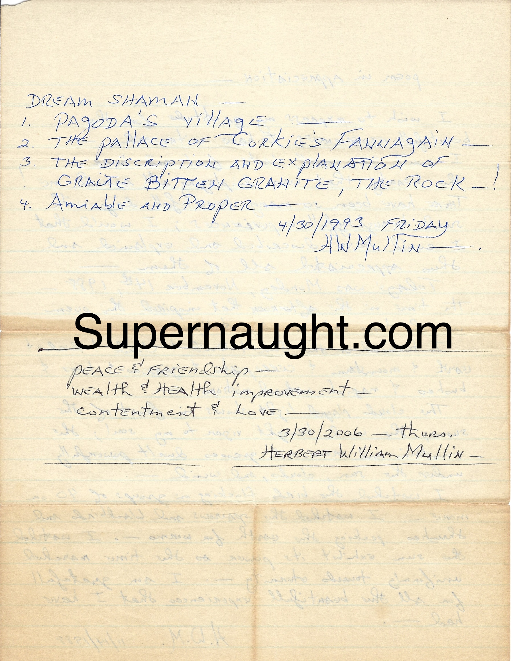 Herbert Mullin Signed Poem In Appreciation image 2