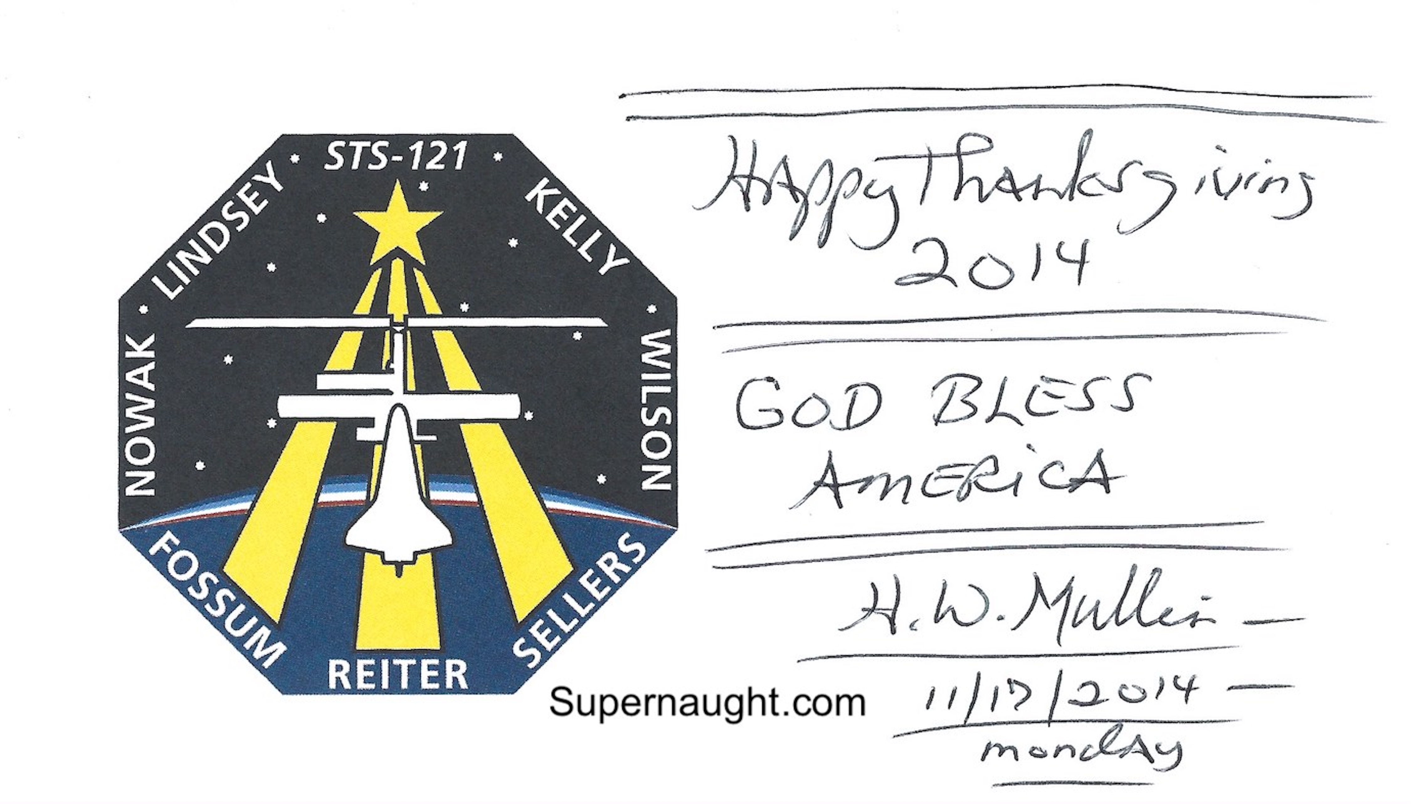 Herbert Mullin Space Shuttle Thanksgiving Card Signed