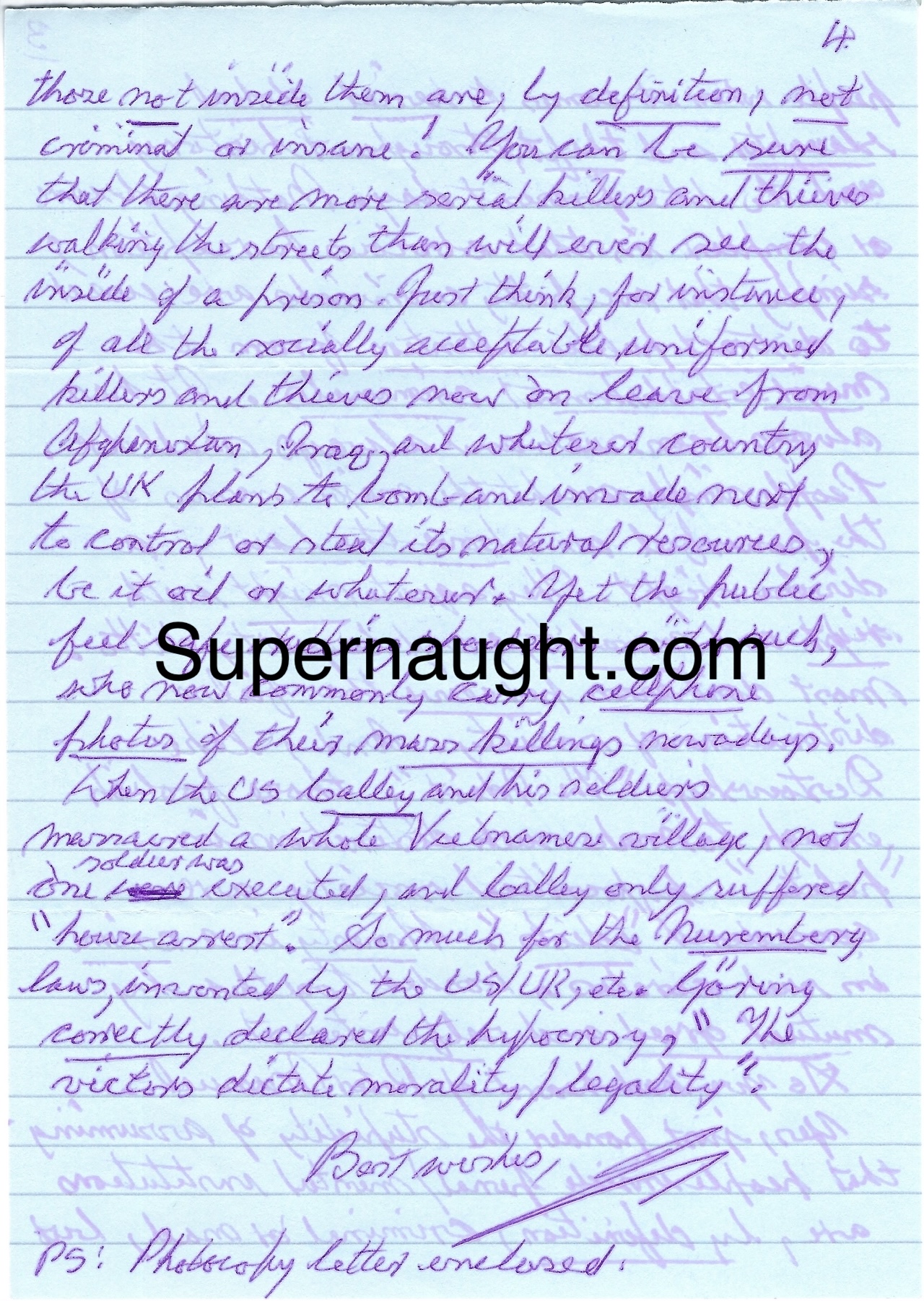 Ian Brady 4 Page Handwritten Letter And Envelope Set Both Signed