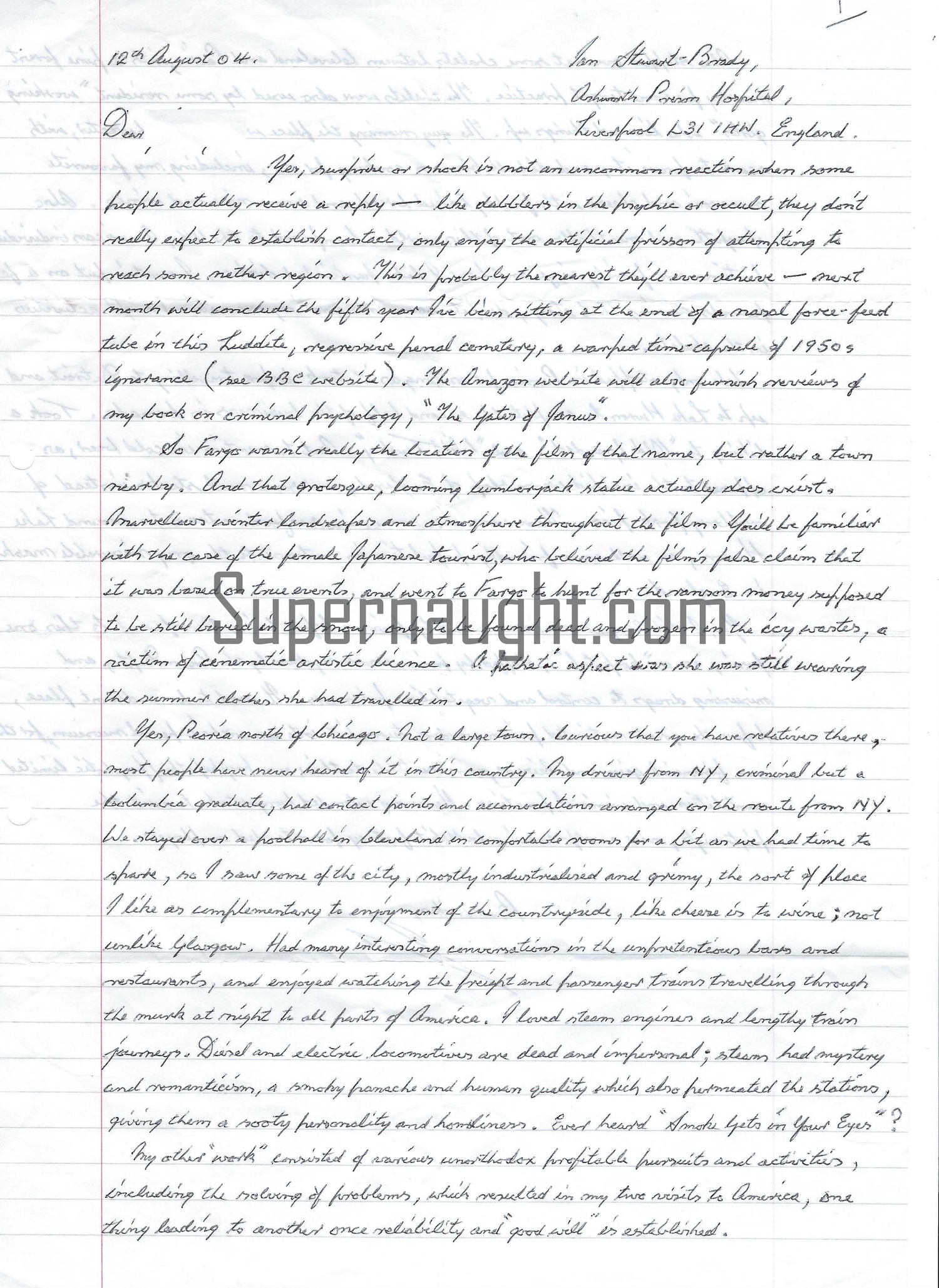 Ian Brady Handwritten Letter and Envelope Set Both Signed