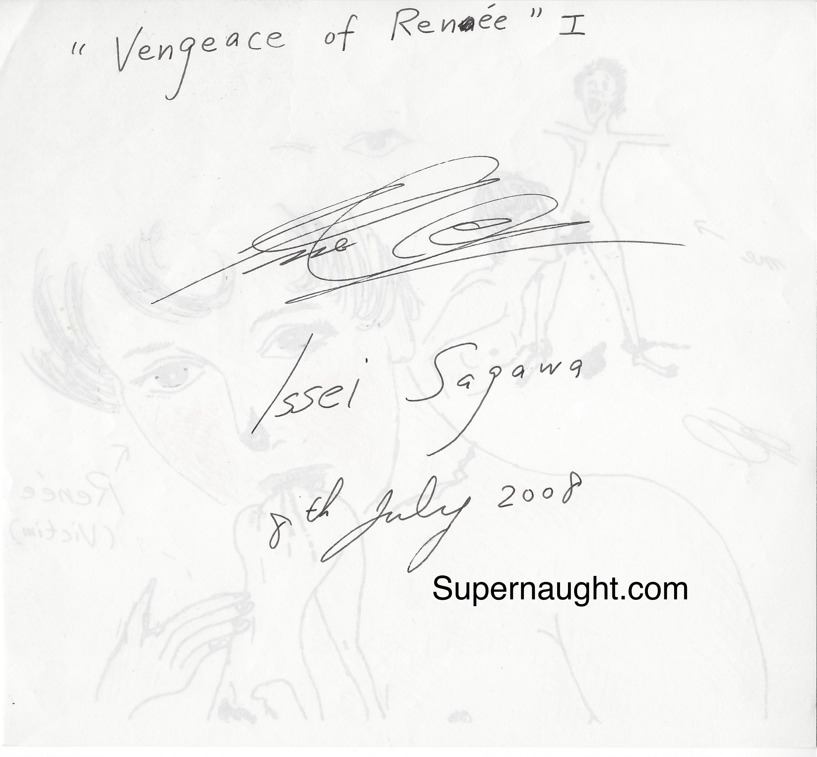 Issei Sagawa Vengeance of Renee Drawing Signed Twice image 2