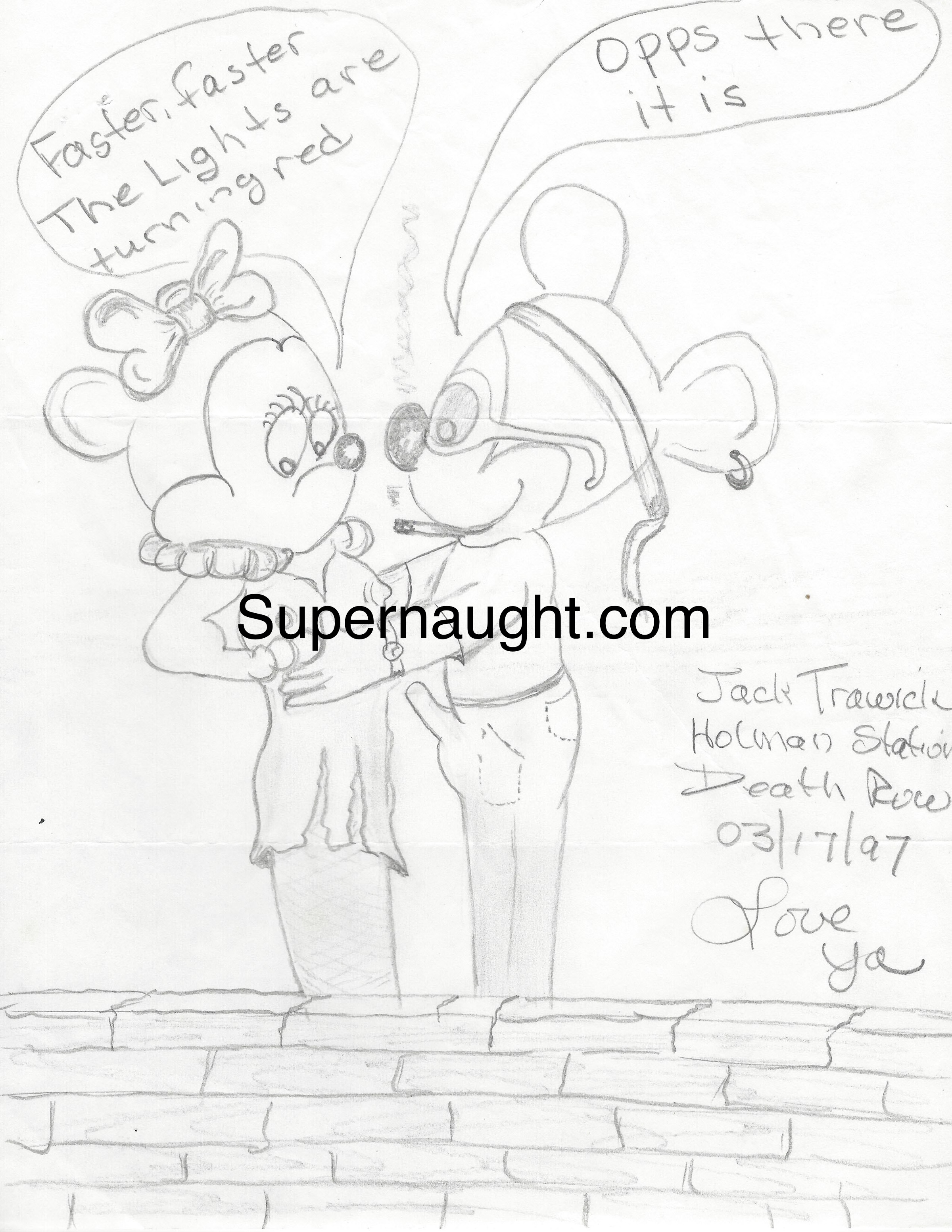 Jack Trawick Mickey and Minnie Mouse Drawing Signed