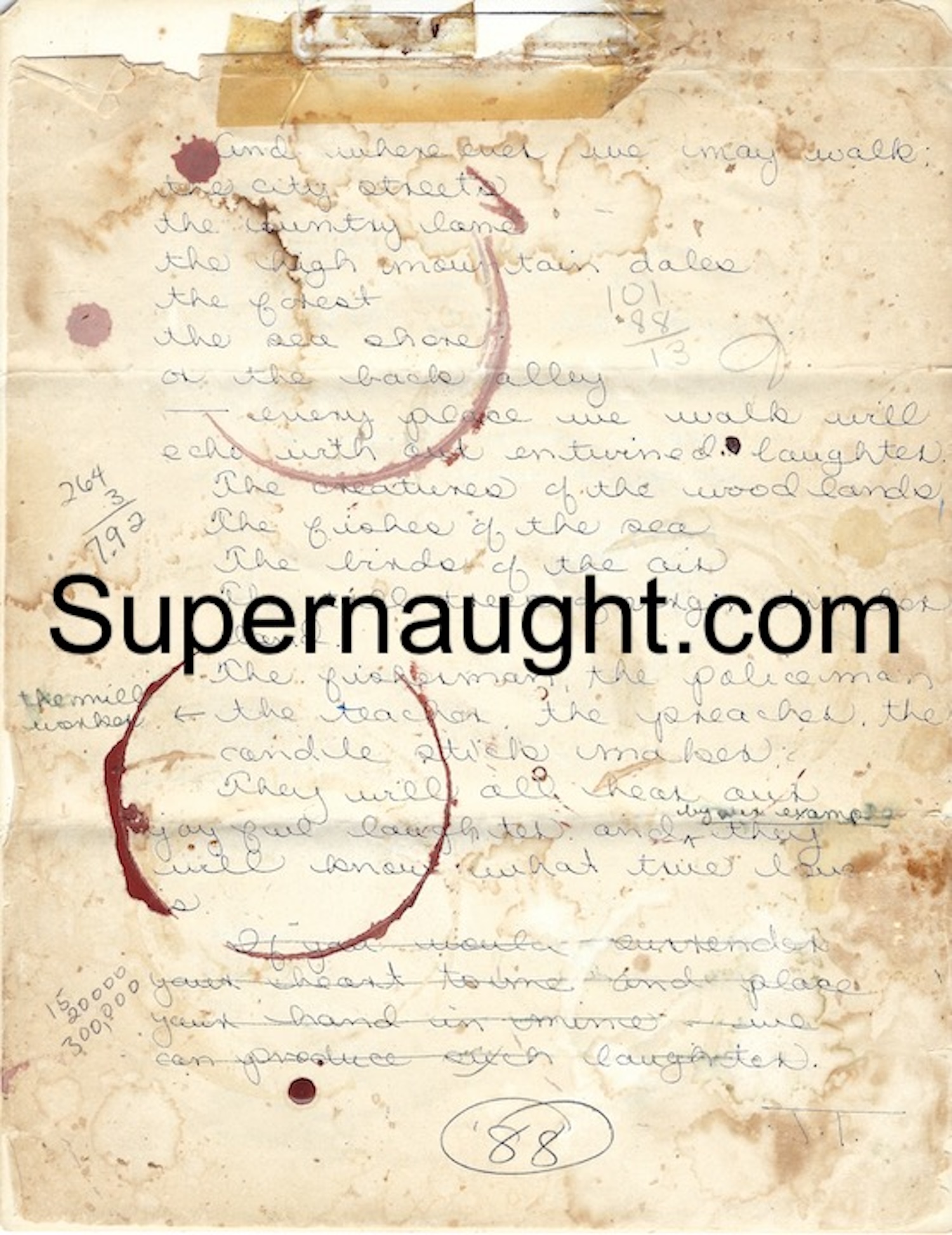 Jack Trawick Signed Writings and Doodle from His Property