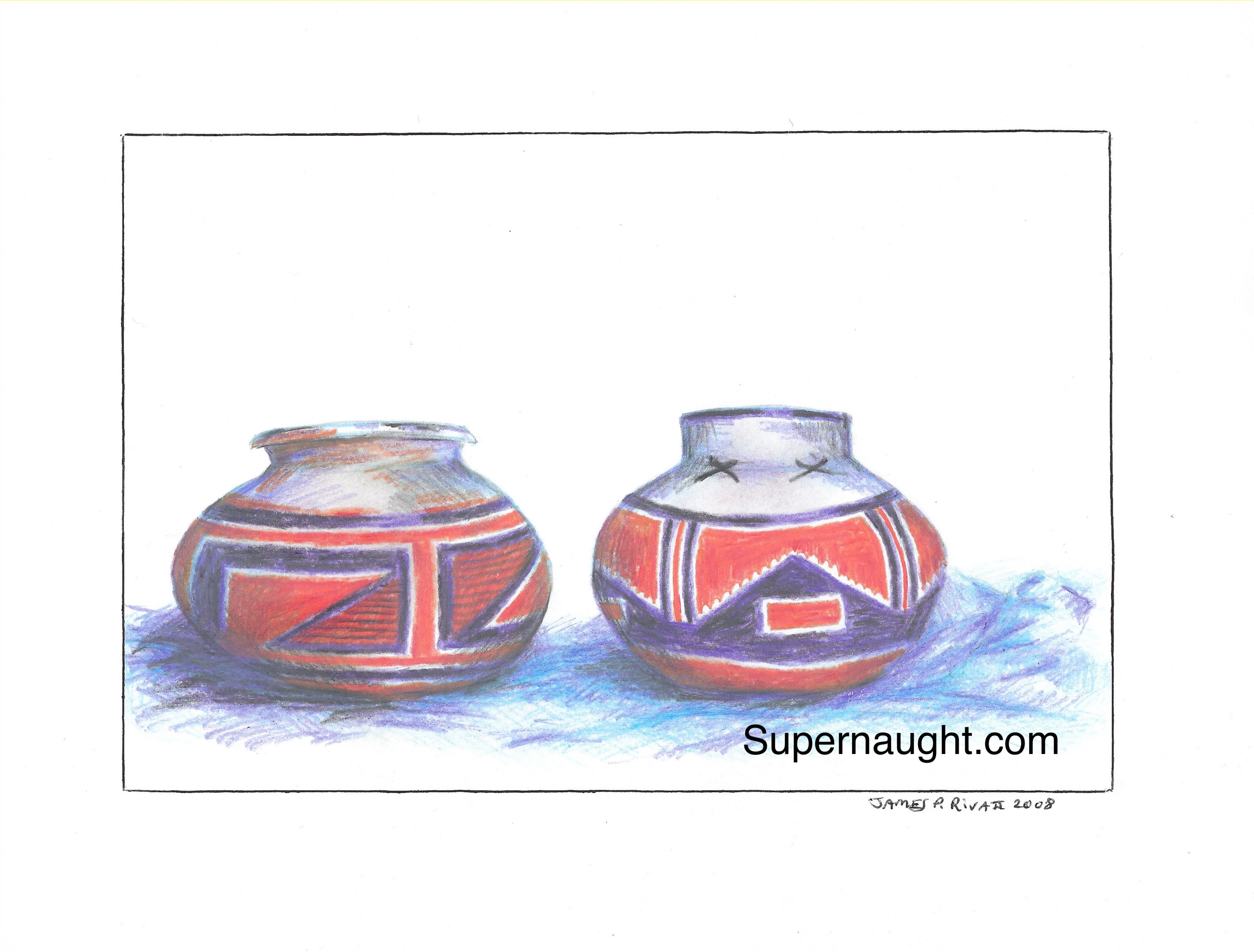 James Riva Ritual Jars Drawing Signed