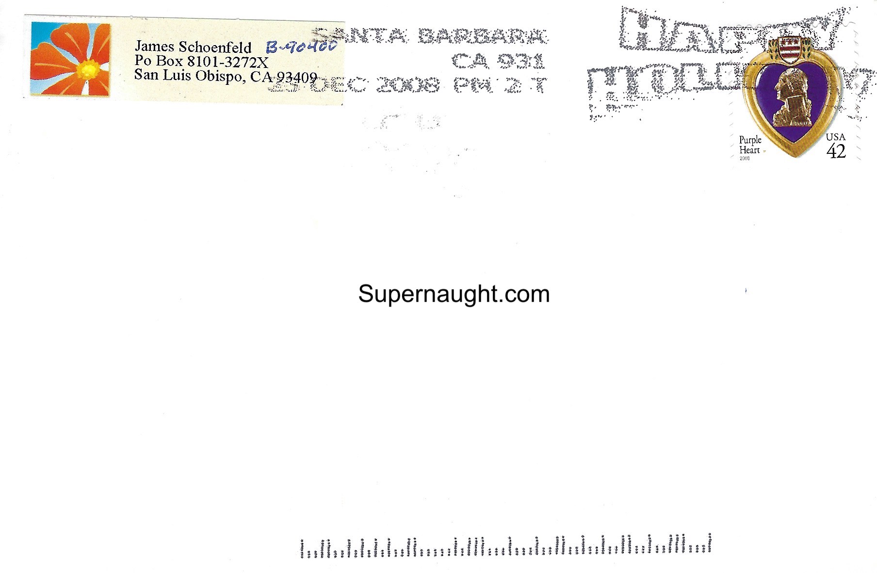 James Schoenfeld Signed Christmas Card with Envelope image 3