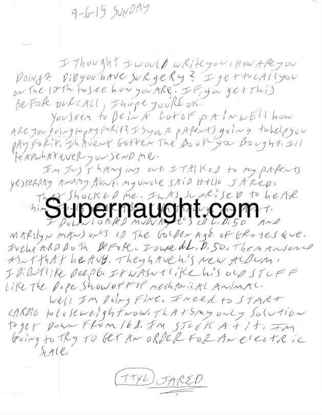 Jared Loughner Letter and Envelope Set Both Signed