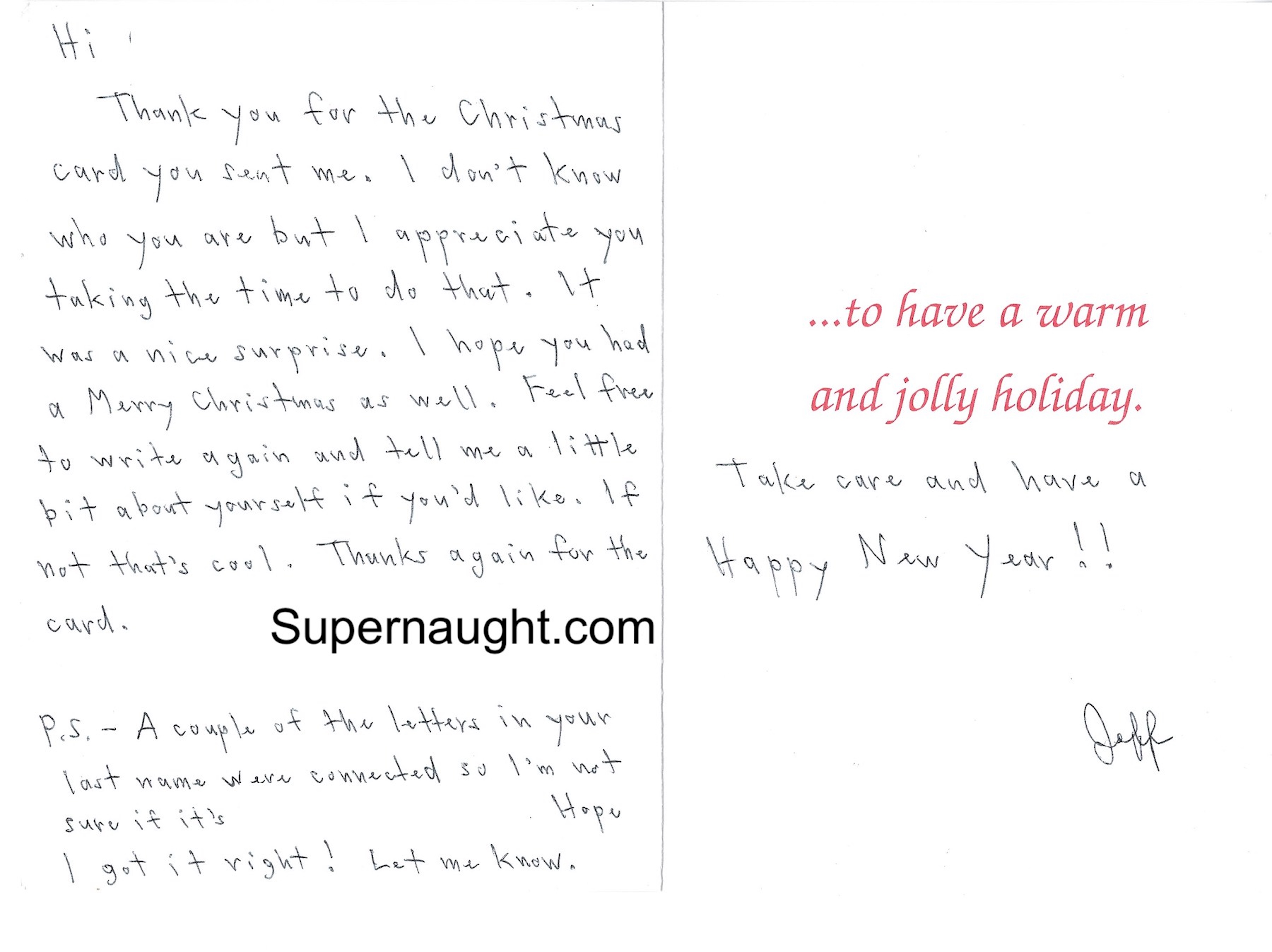 Jeffrey Mailhot Christmas Card and Envelope Both Signed