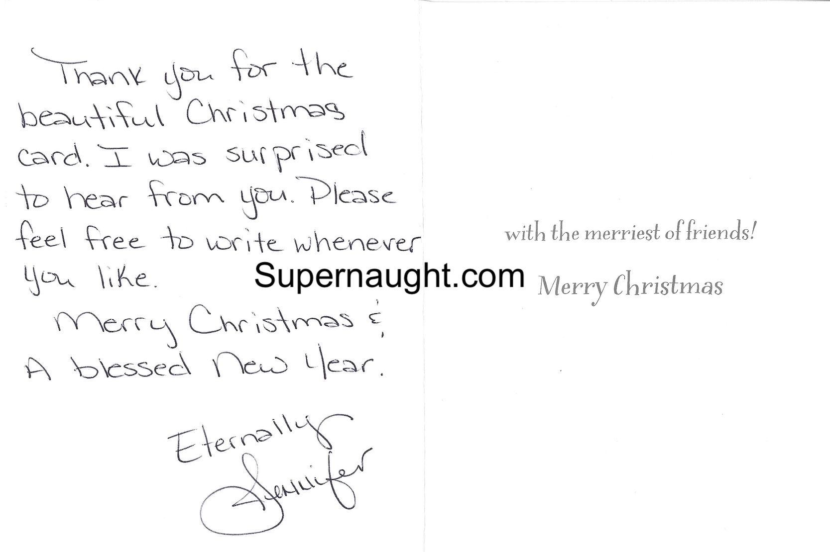 Jennifer Hyatte Card and Envelope Portion Both Signed