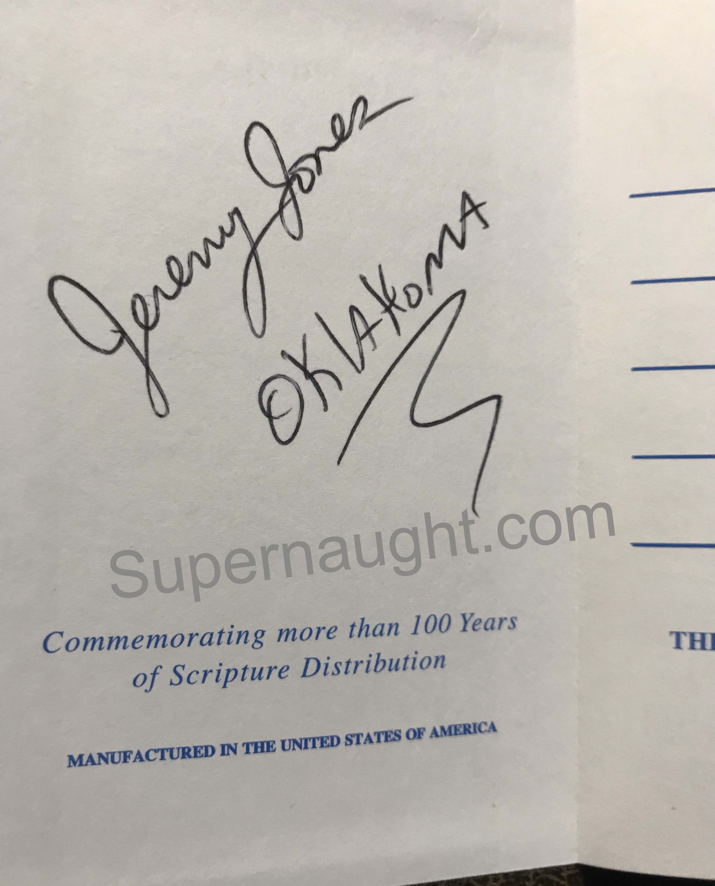 Jeremy Jones Prison Owned Bible Signed