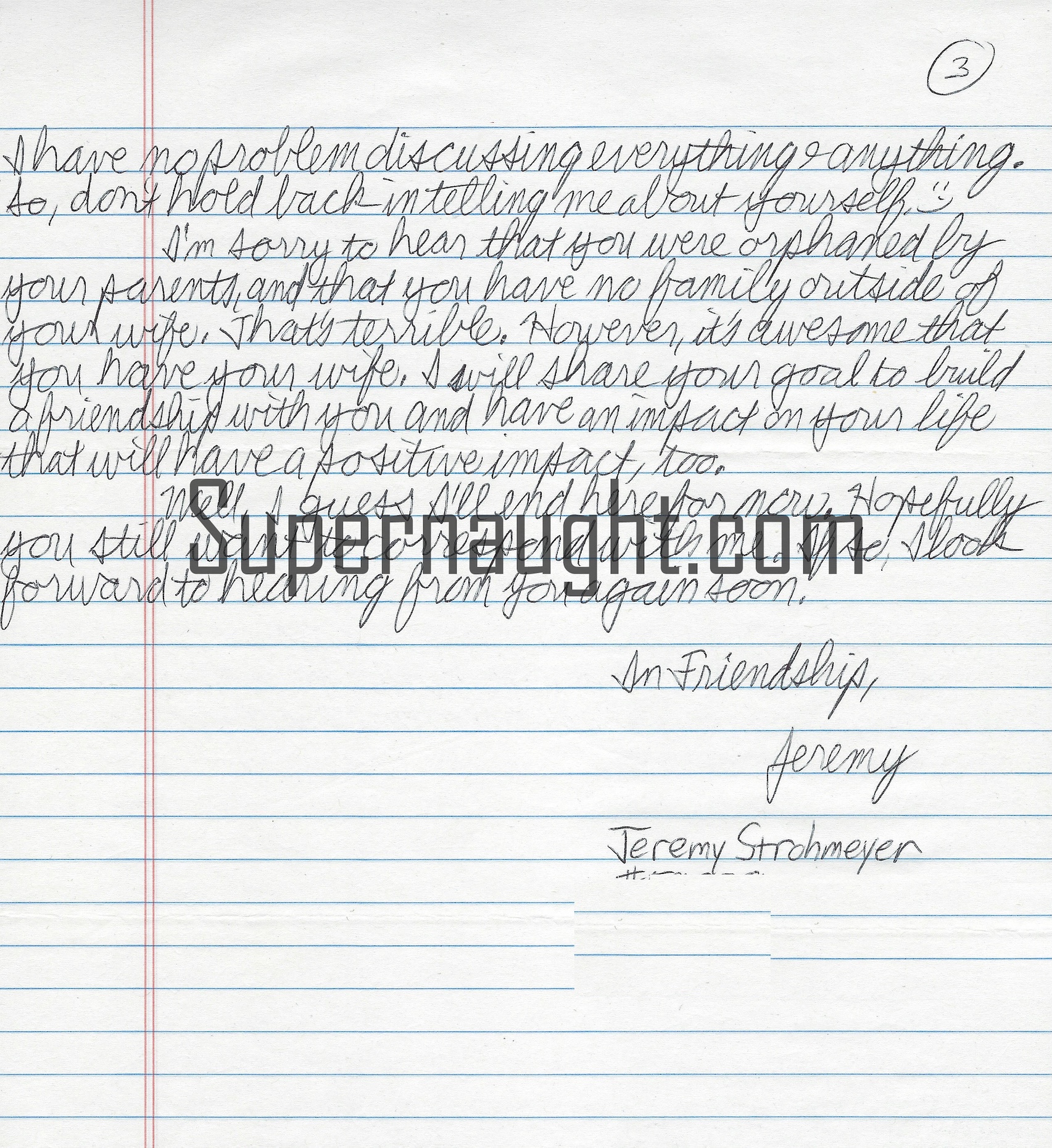 Jeremy Strohmeyer Three Page Letter and Envelope Set Both Signed image 3