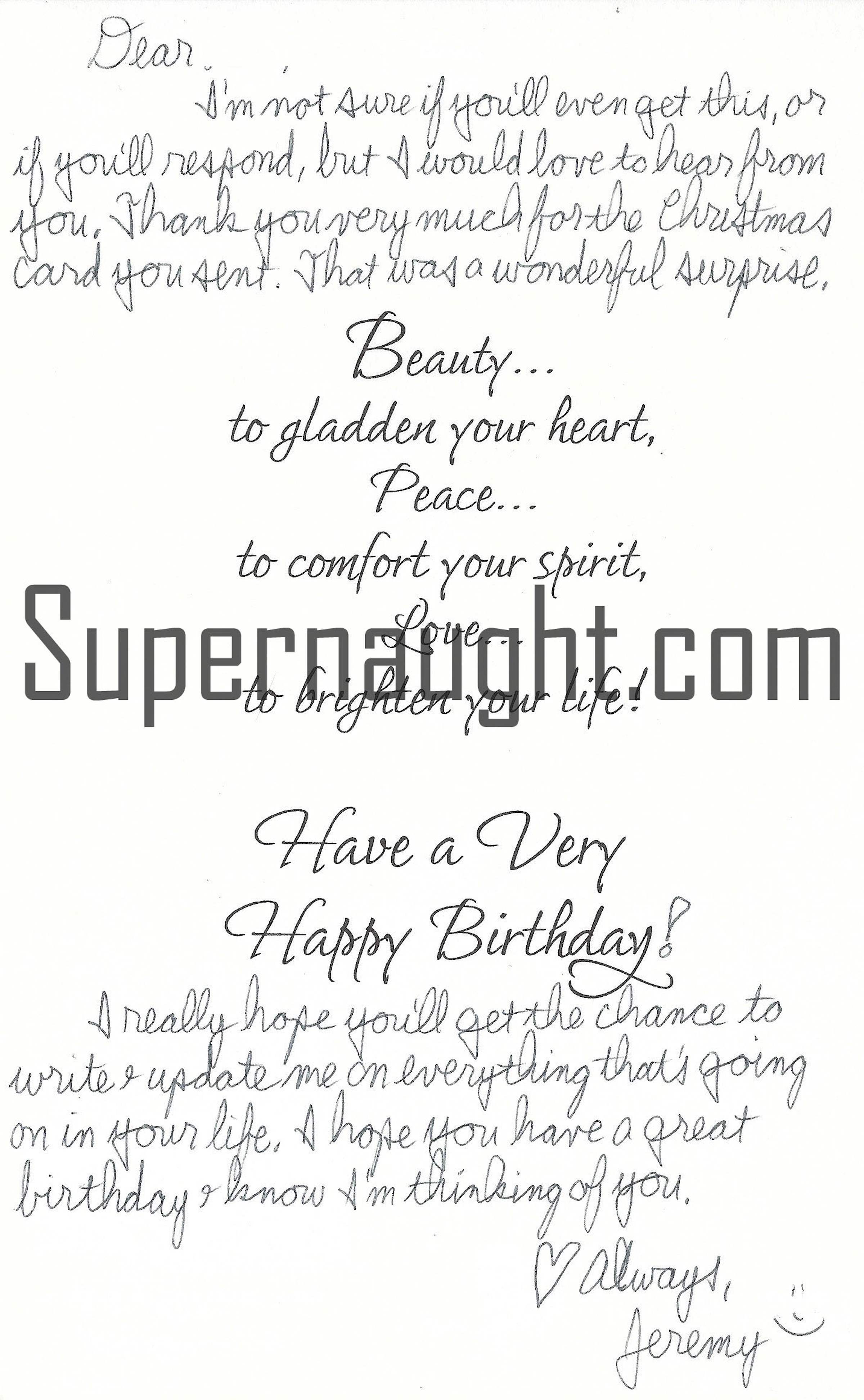 Jeremy Strohmeyer Birthday Card and Envelope Set Both Signed