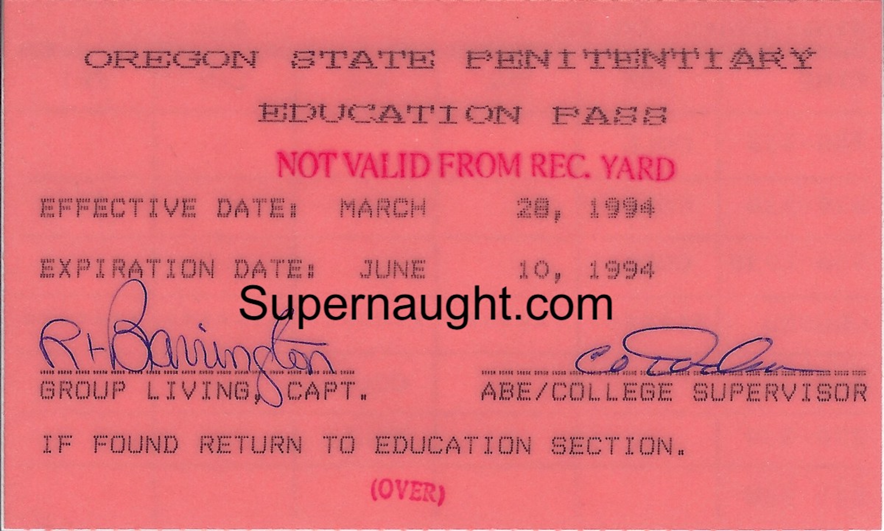 Jerome Brudos 1994 Education Pass