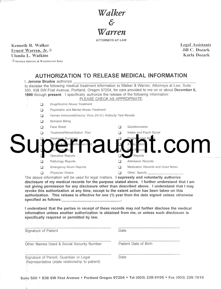 Jerry Brudos Authorization to Release Medical Information 3 Pages image 2
