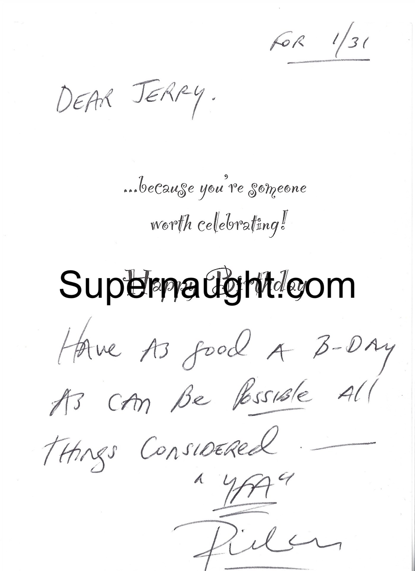 Jerry Brudos Birthday Card and Envelope Set