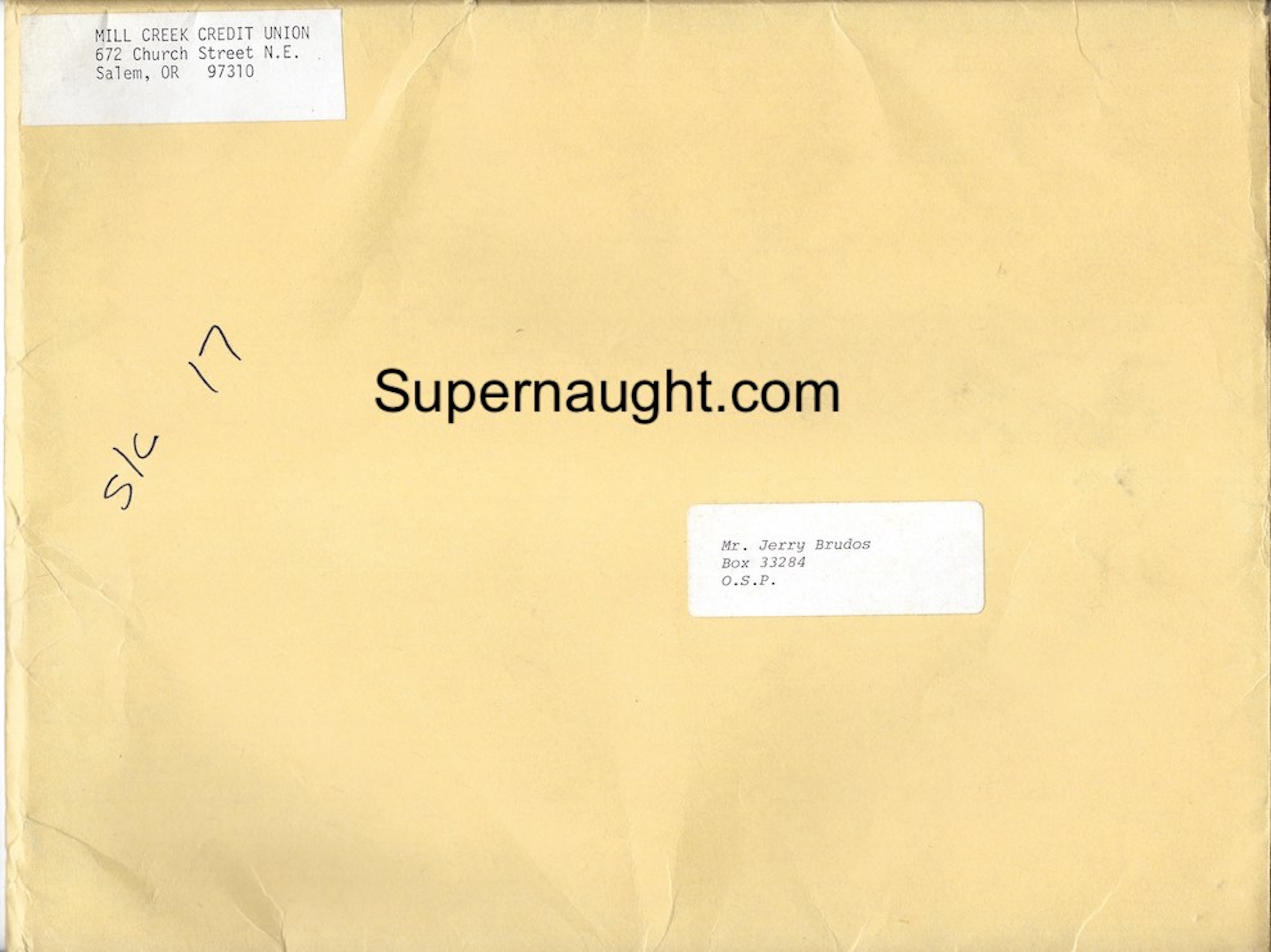 Jerry Brudos Credit Union Envelope