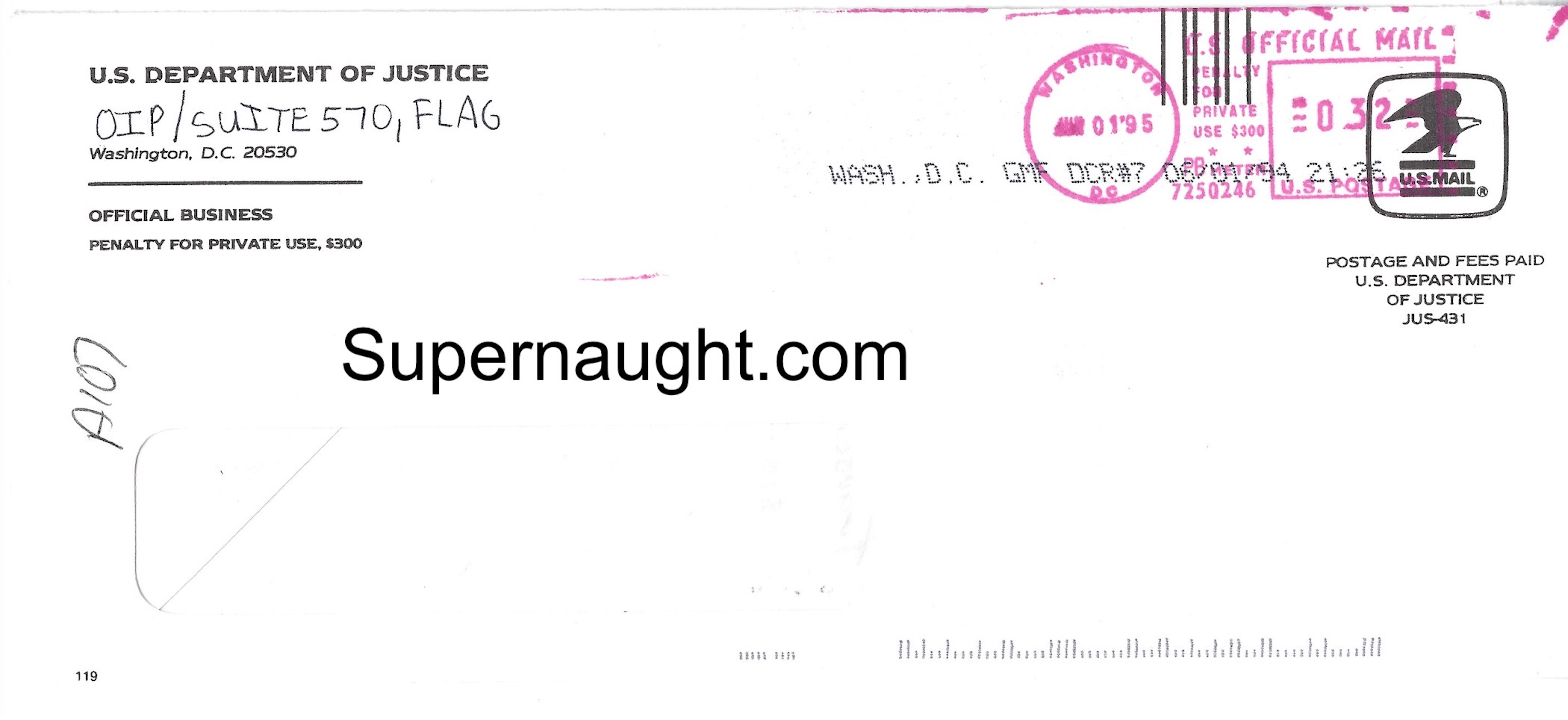 Jerry Brudos DOJ Letter With His Writing on Envelope image 2