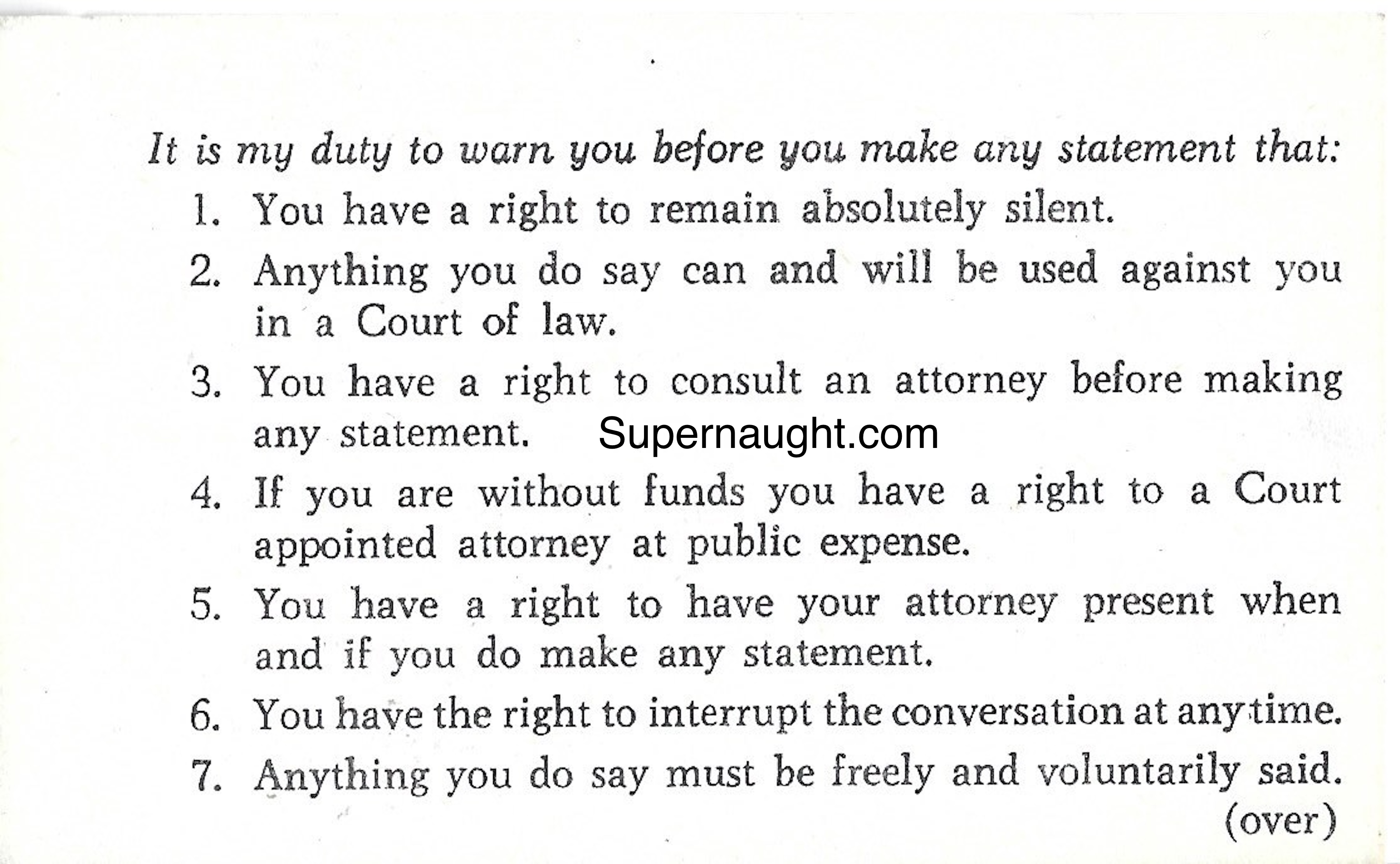 Jerry Brudos Miranda Rights Card image 2