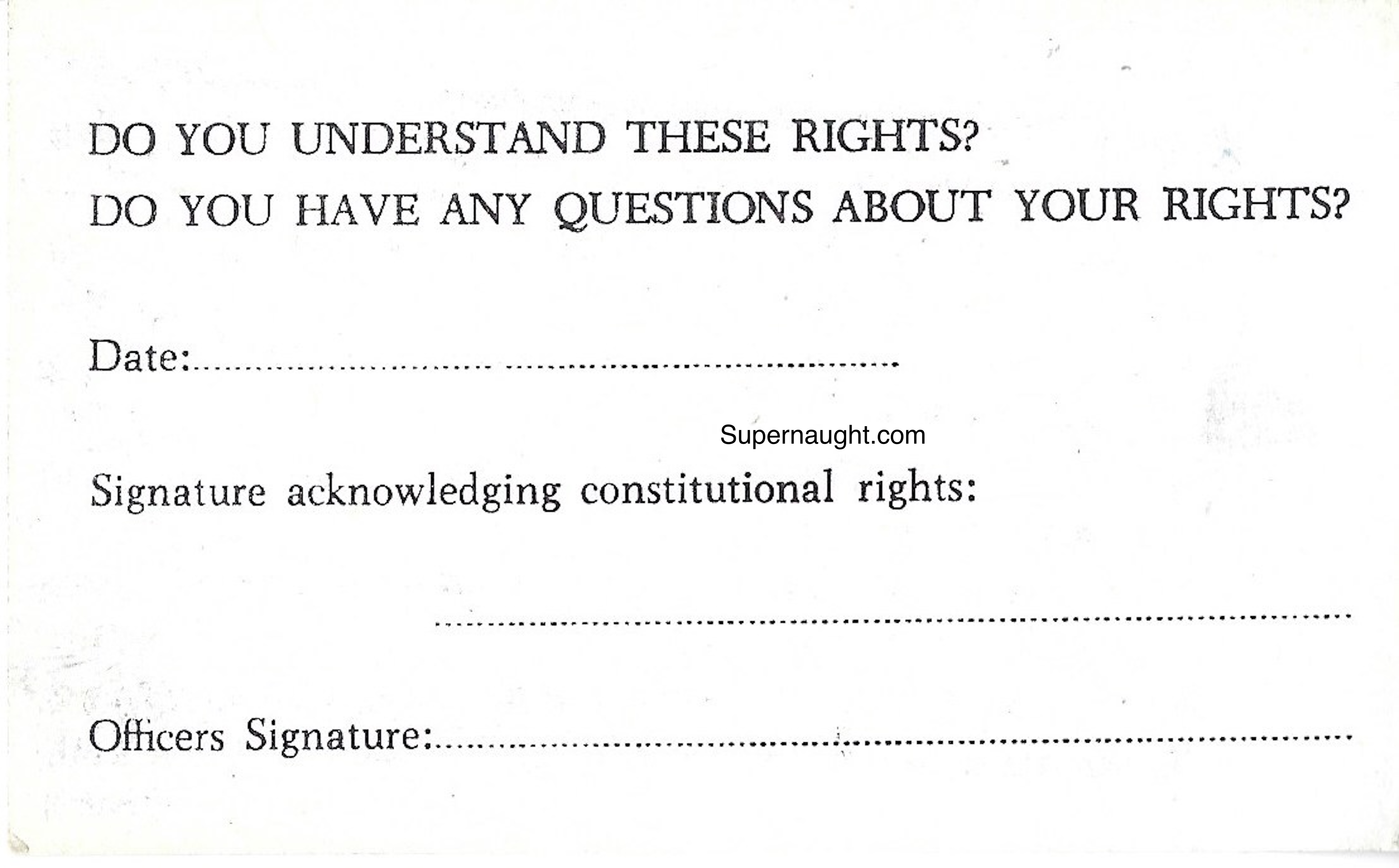 Jerry Brudos Miranda Rights Card