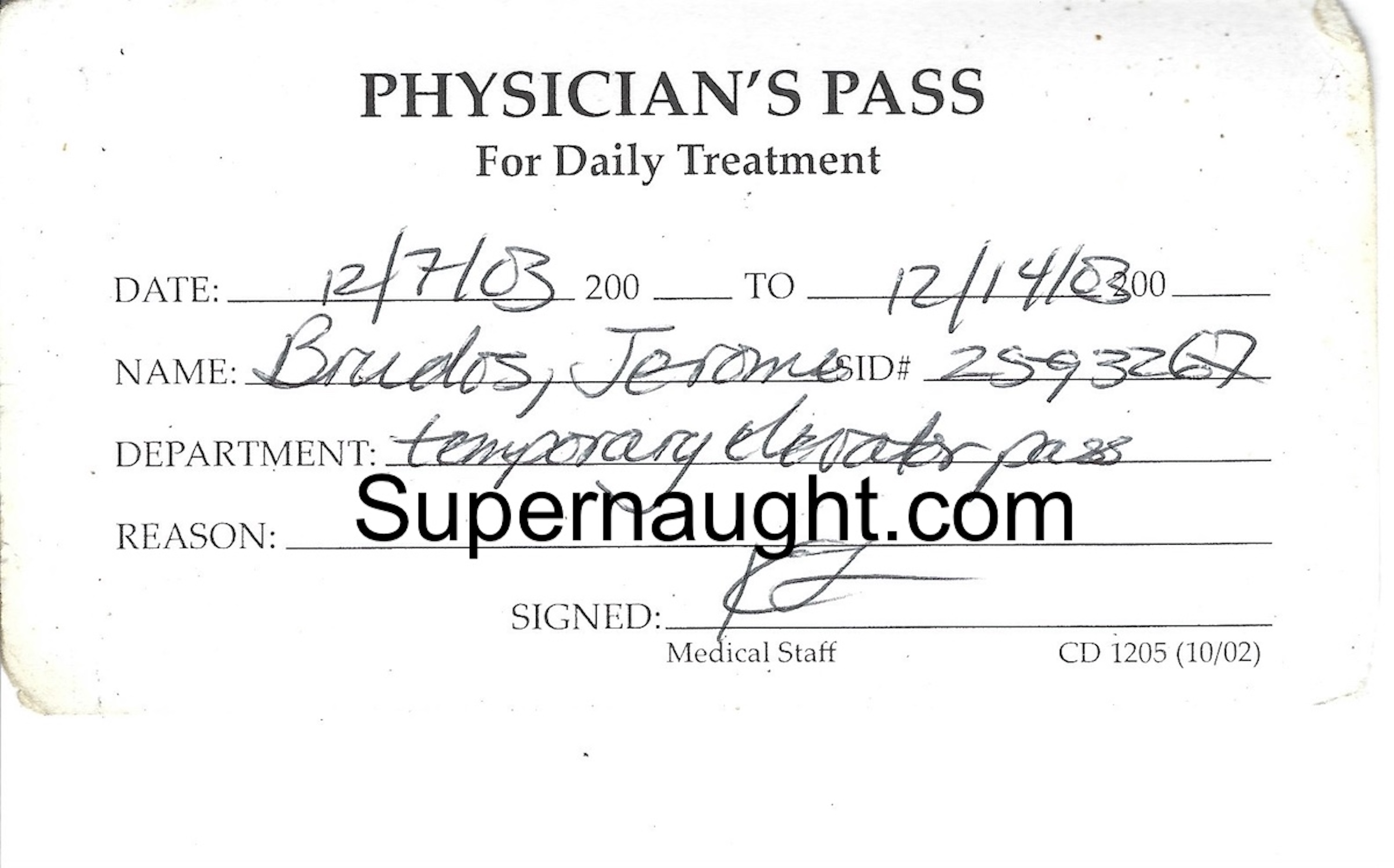 Jerry Brudos Physicians Pass With His Handwriting