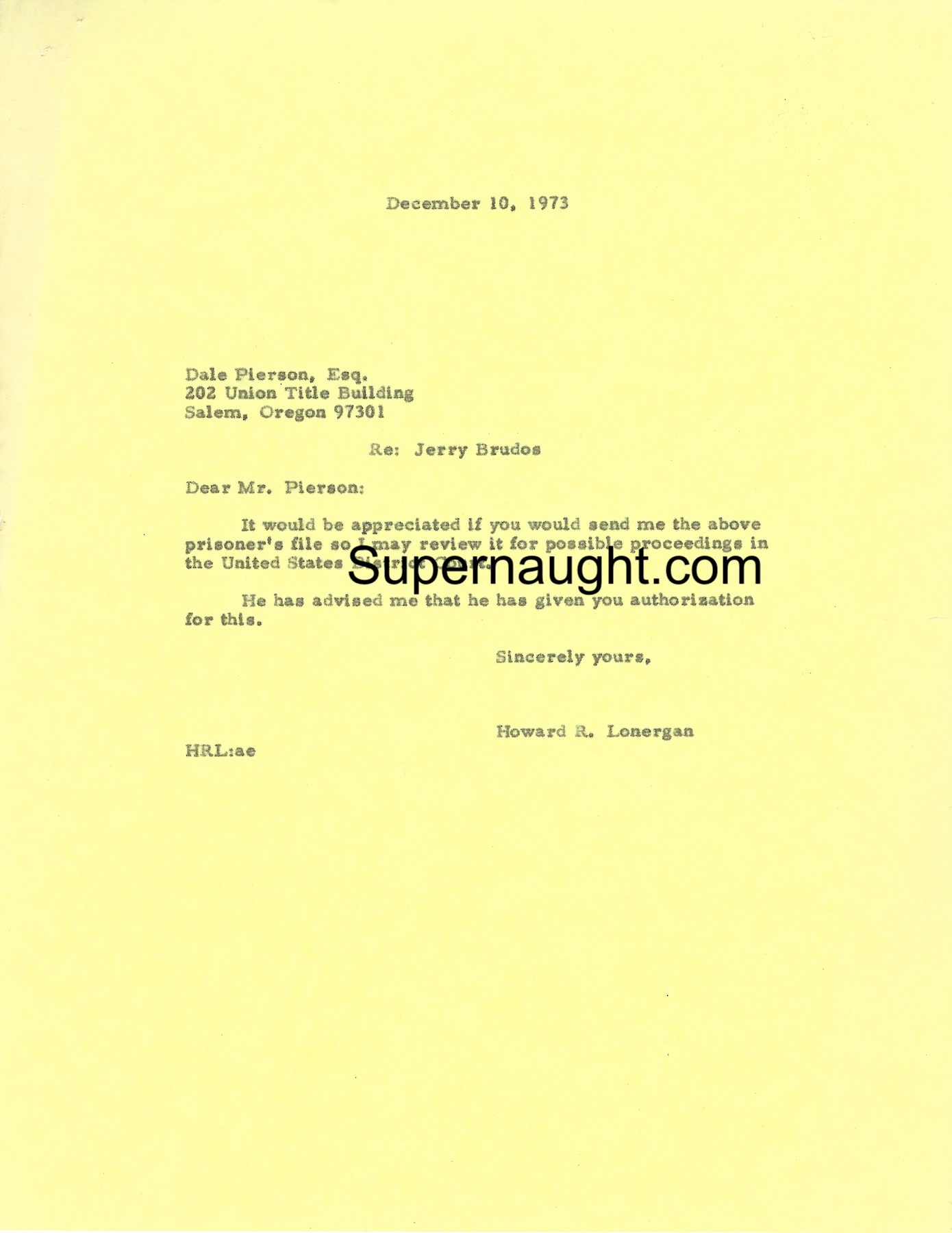 Jerry Brudos Signed Letter Plus Attorney Letter image 2