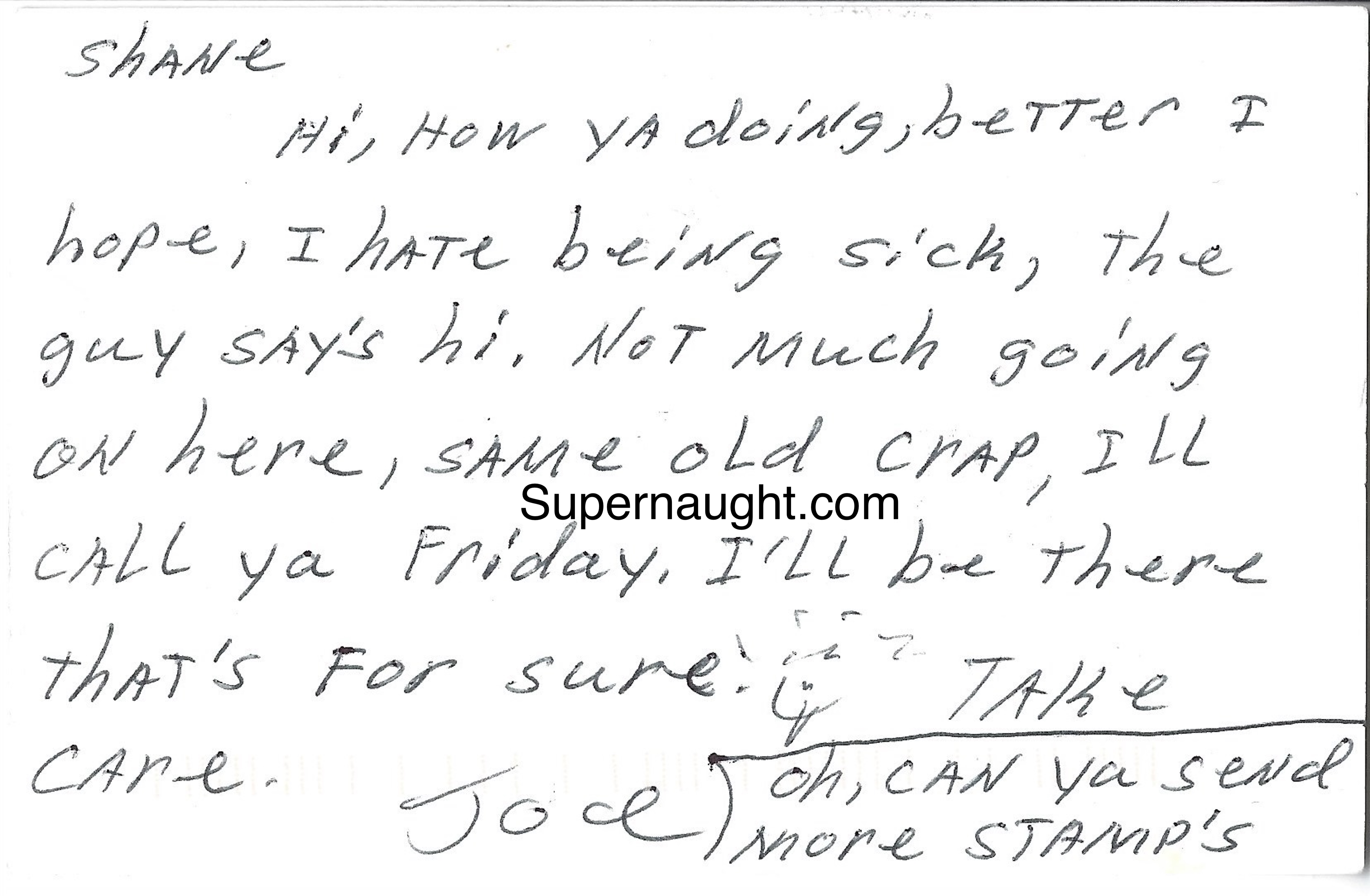 Joe Stokes Signed Postcard