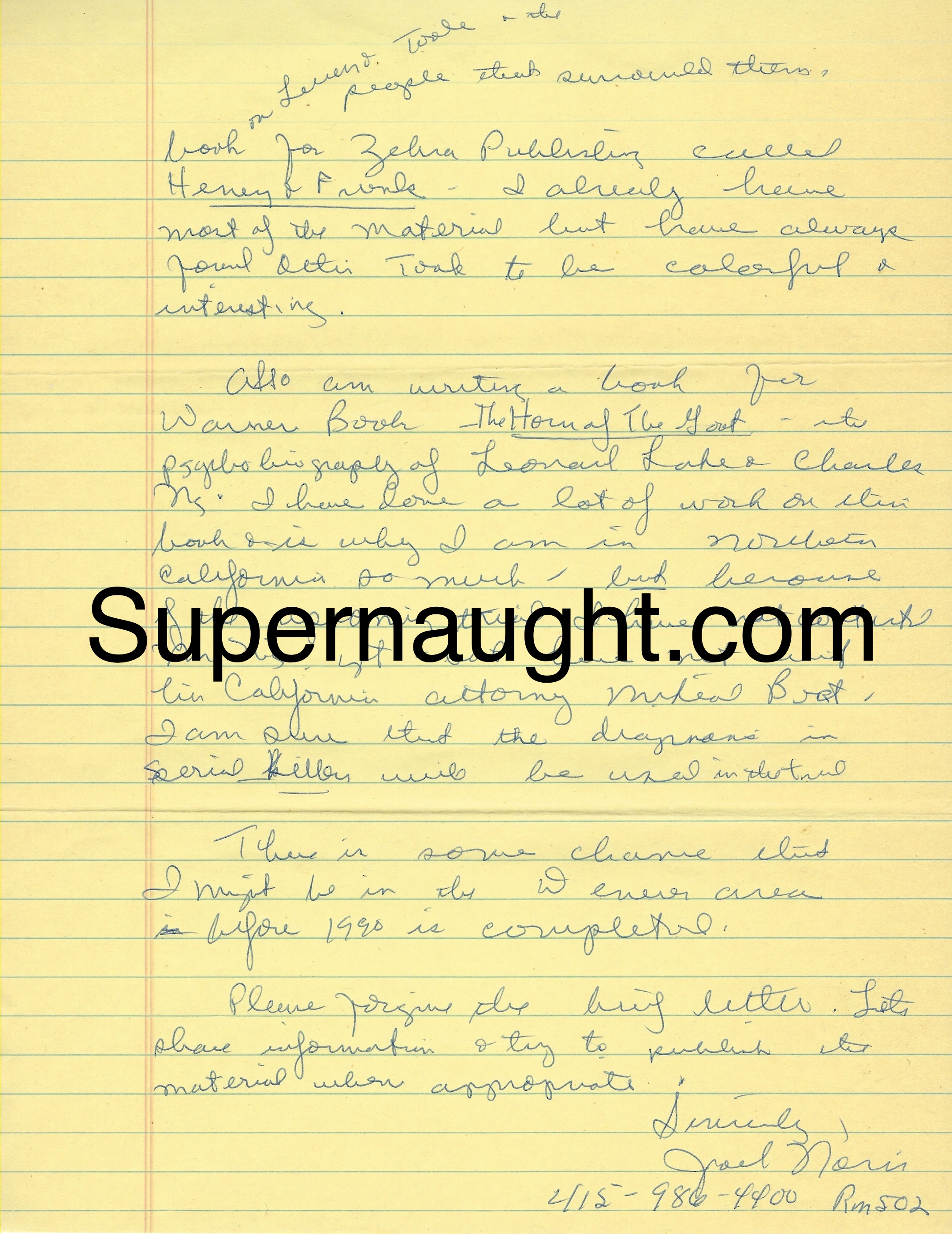Joel Norris Two Page Letter And Envelope Set Signed image 2
