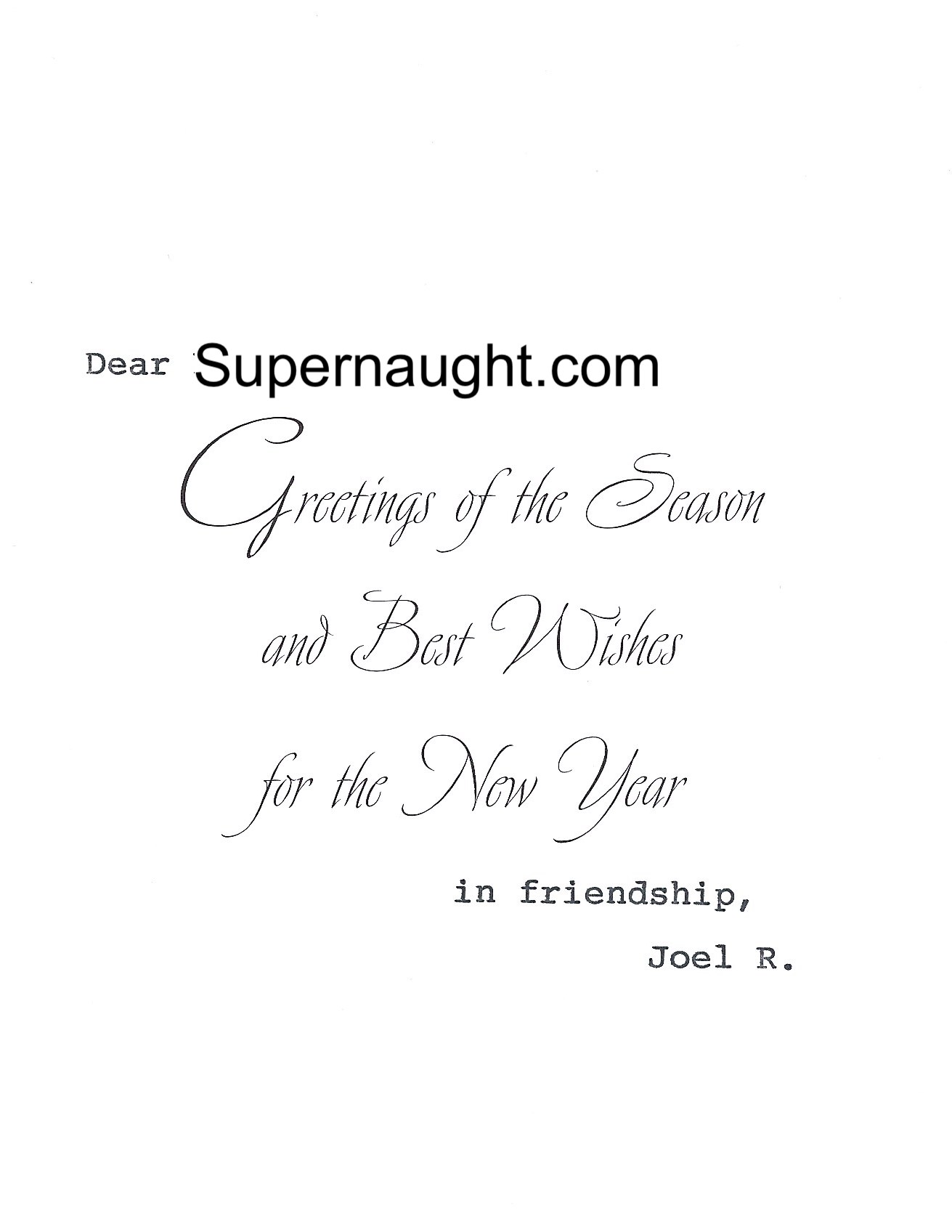 Joel Rifkin Christmas Card and Envelope