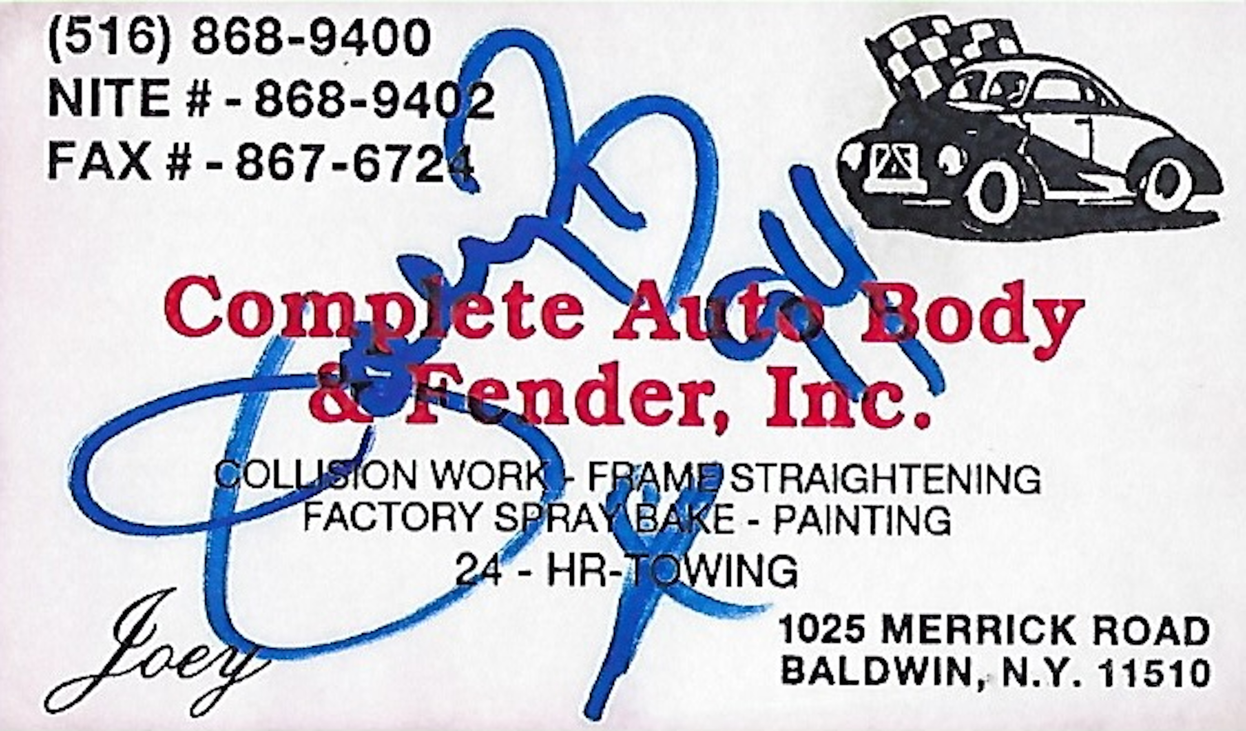 Joey Buttafuoco Signed Business Card