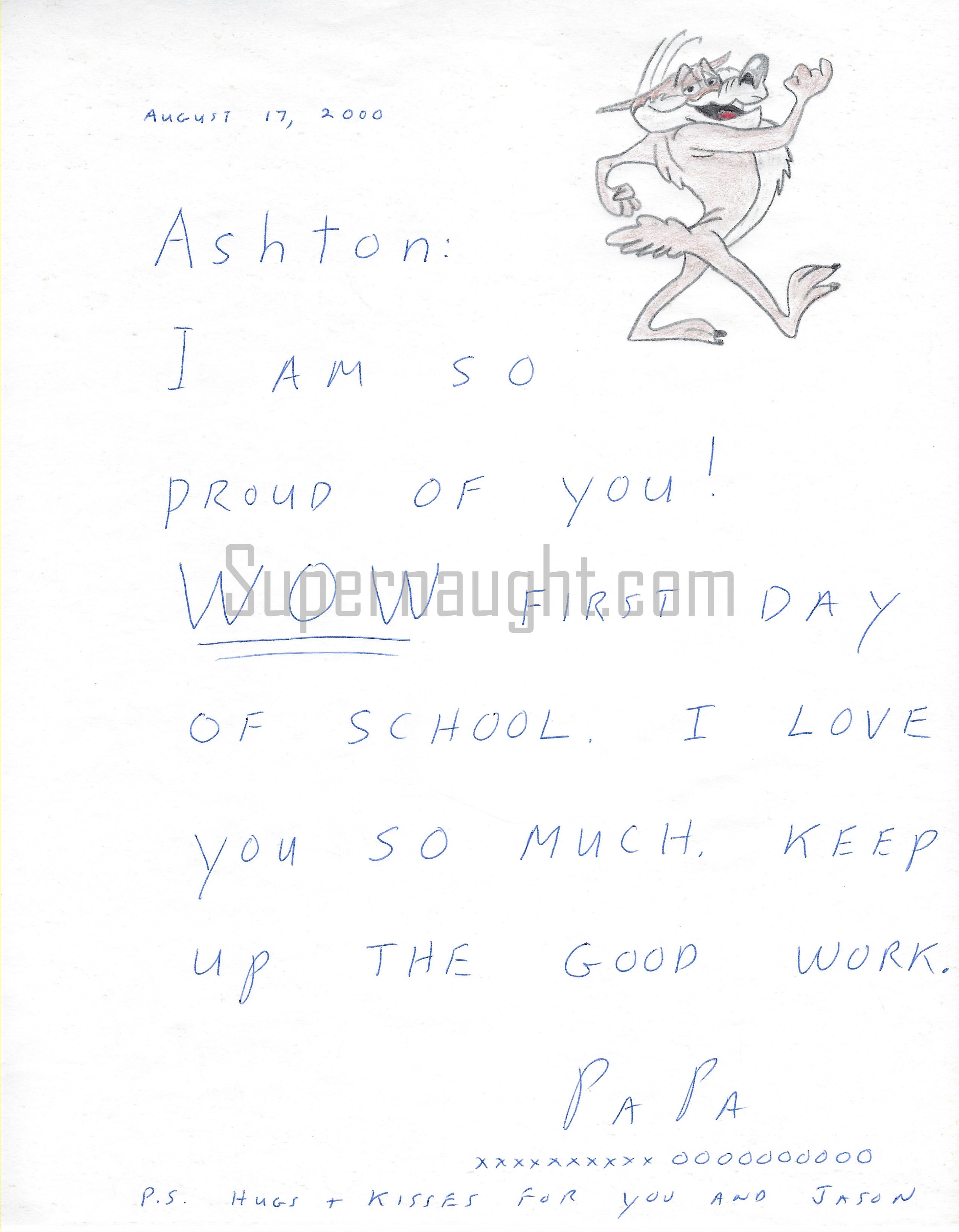 John Edward Robinson Signed Letter with Drawing to his Grandson