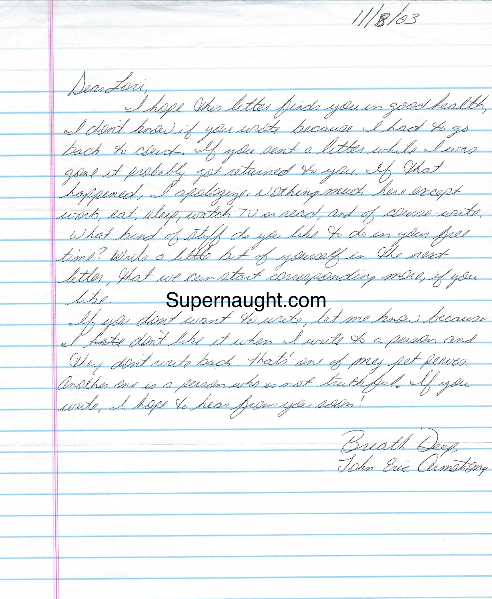 John Armstrong Letter Signed in Full