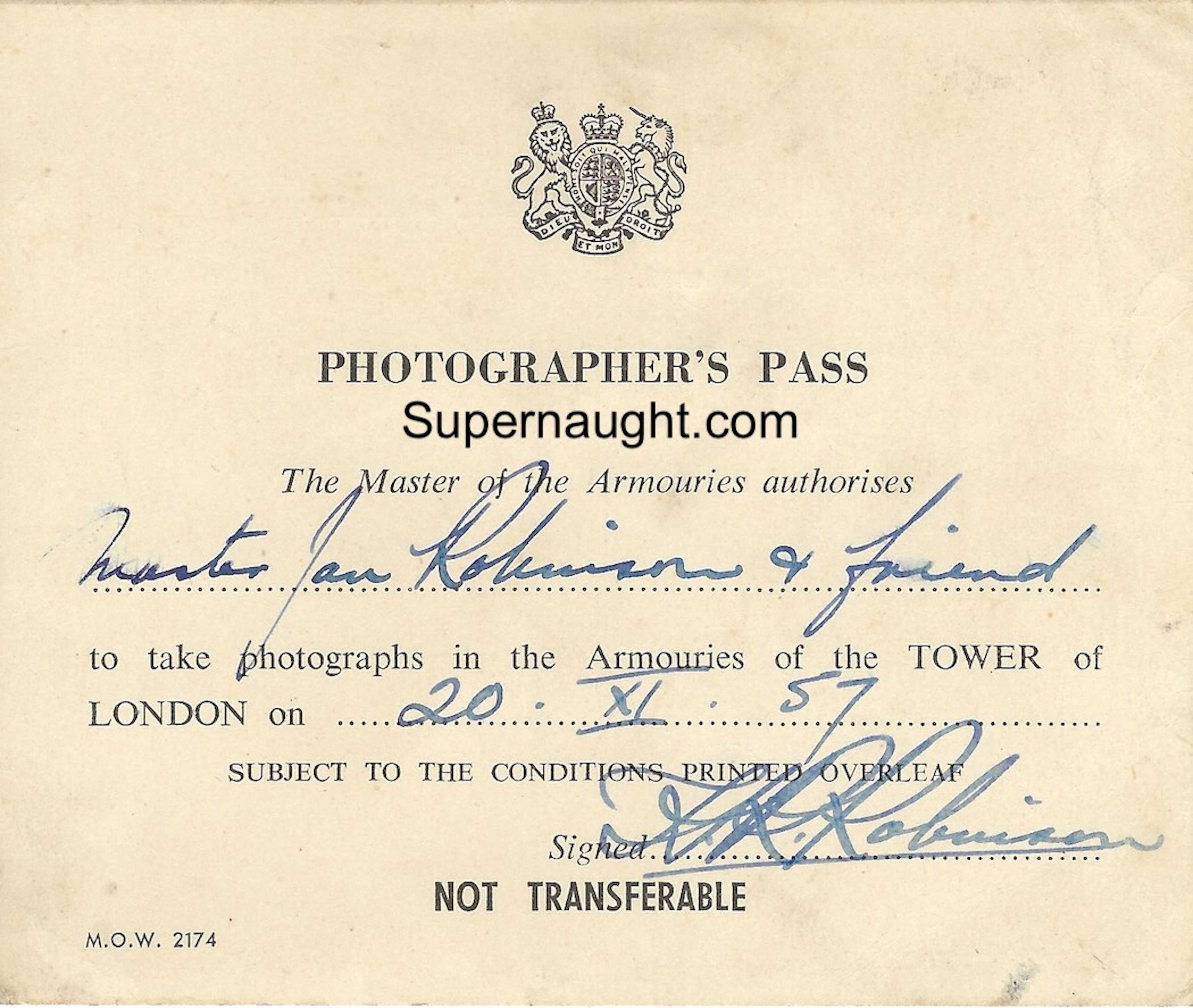 John Robinson Photo Pass 1957