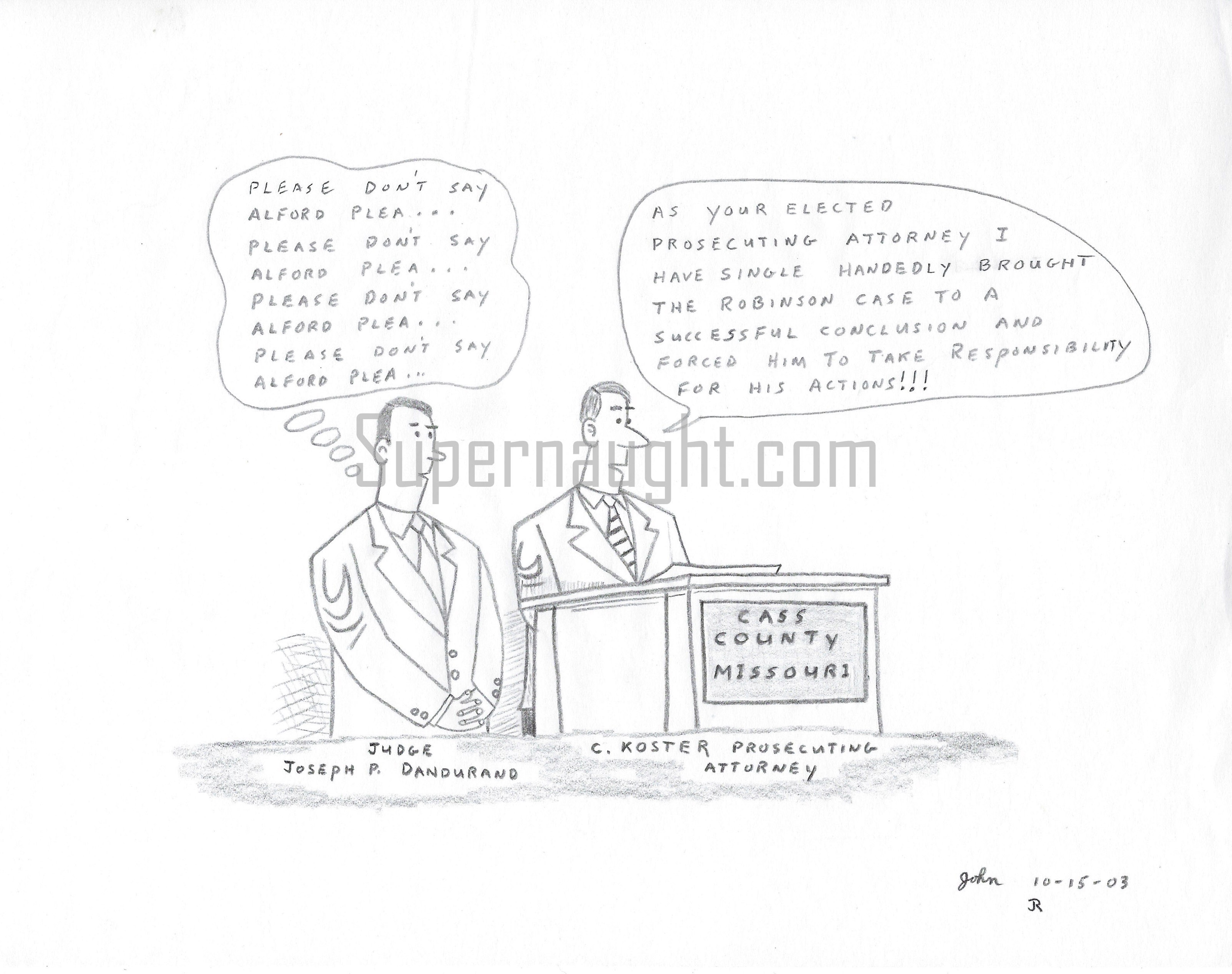John Robinson Signed Drawing Judge and Prosecutor