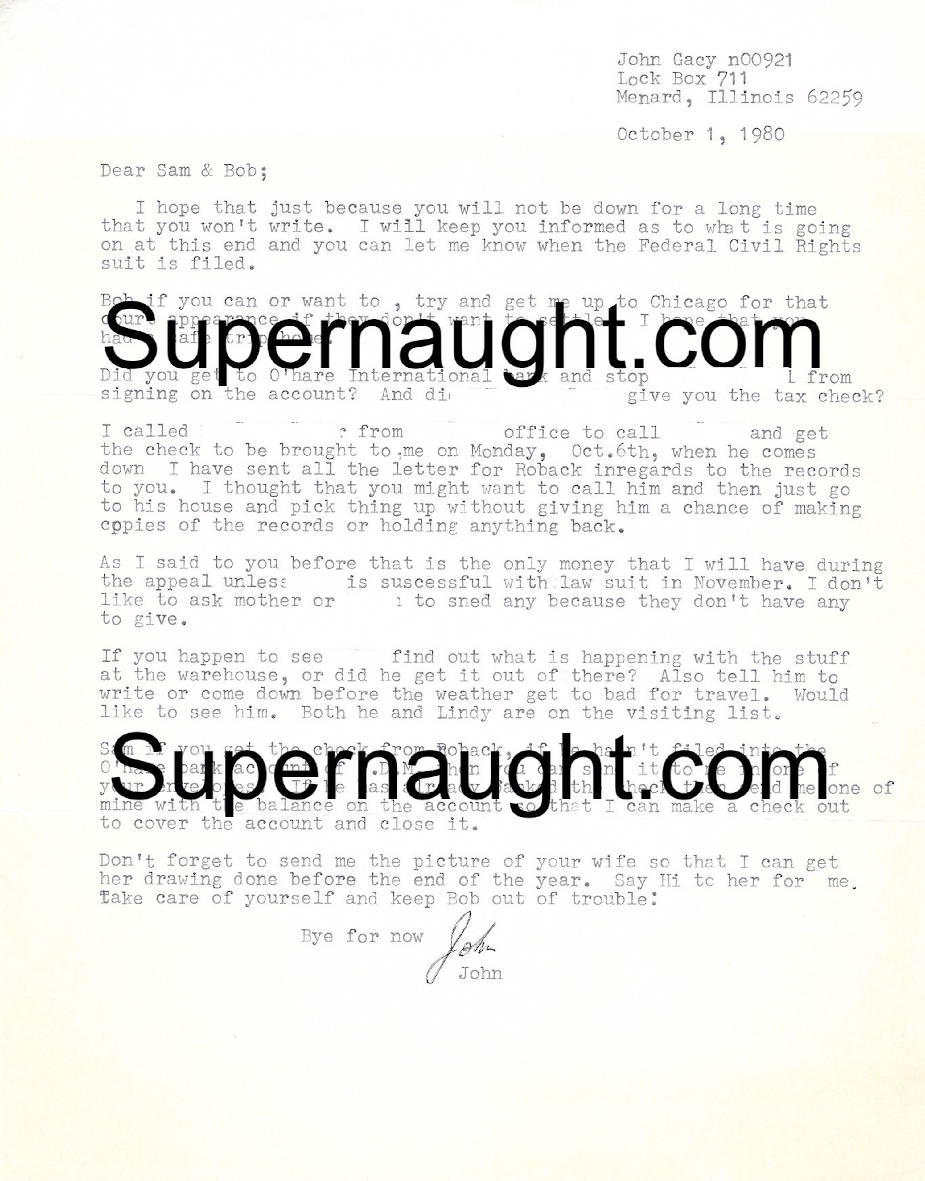 John Wayne Gacy 1980 Signed Letter To Attorneys With Envelope