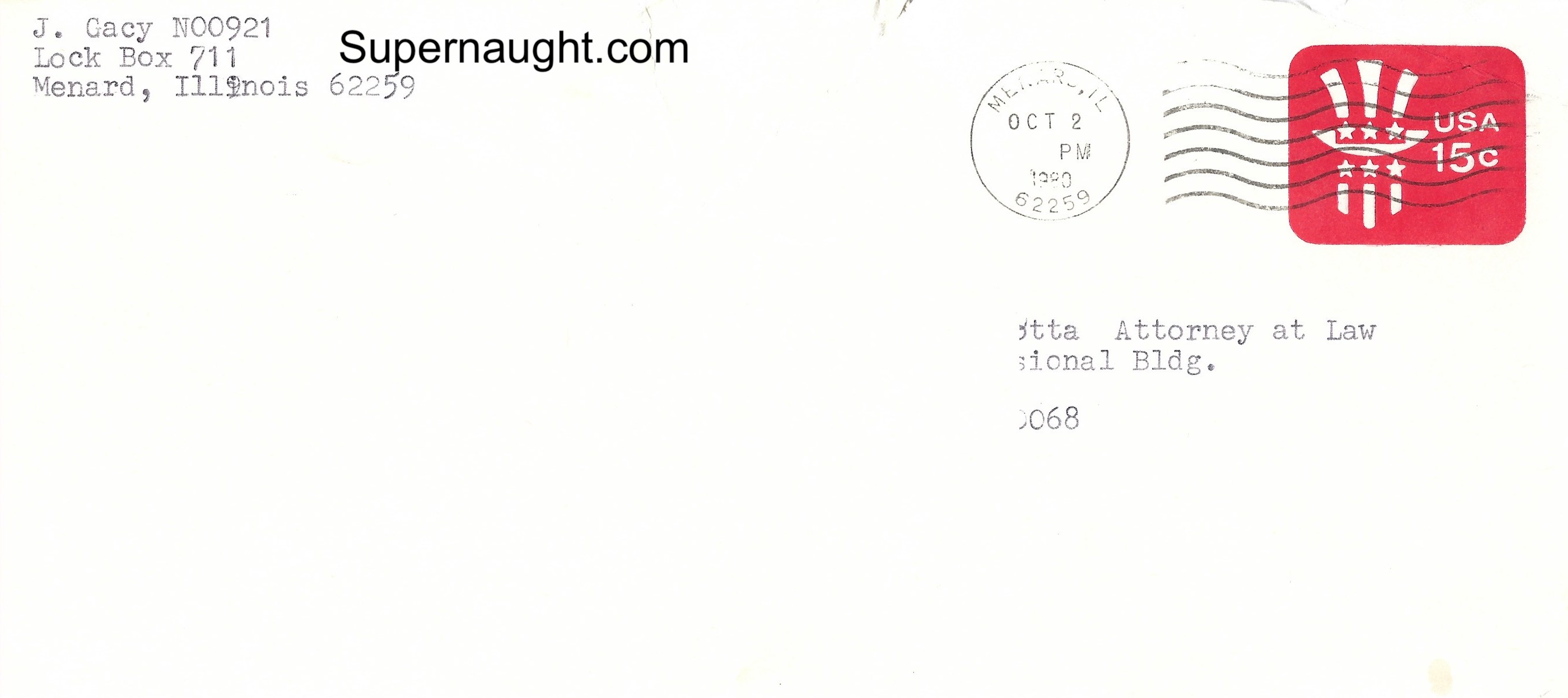 John Wayne Gacy 1980 Signed Letter To Attorneys With Envelope image 2