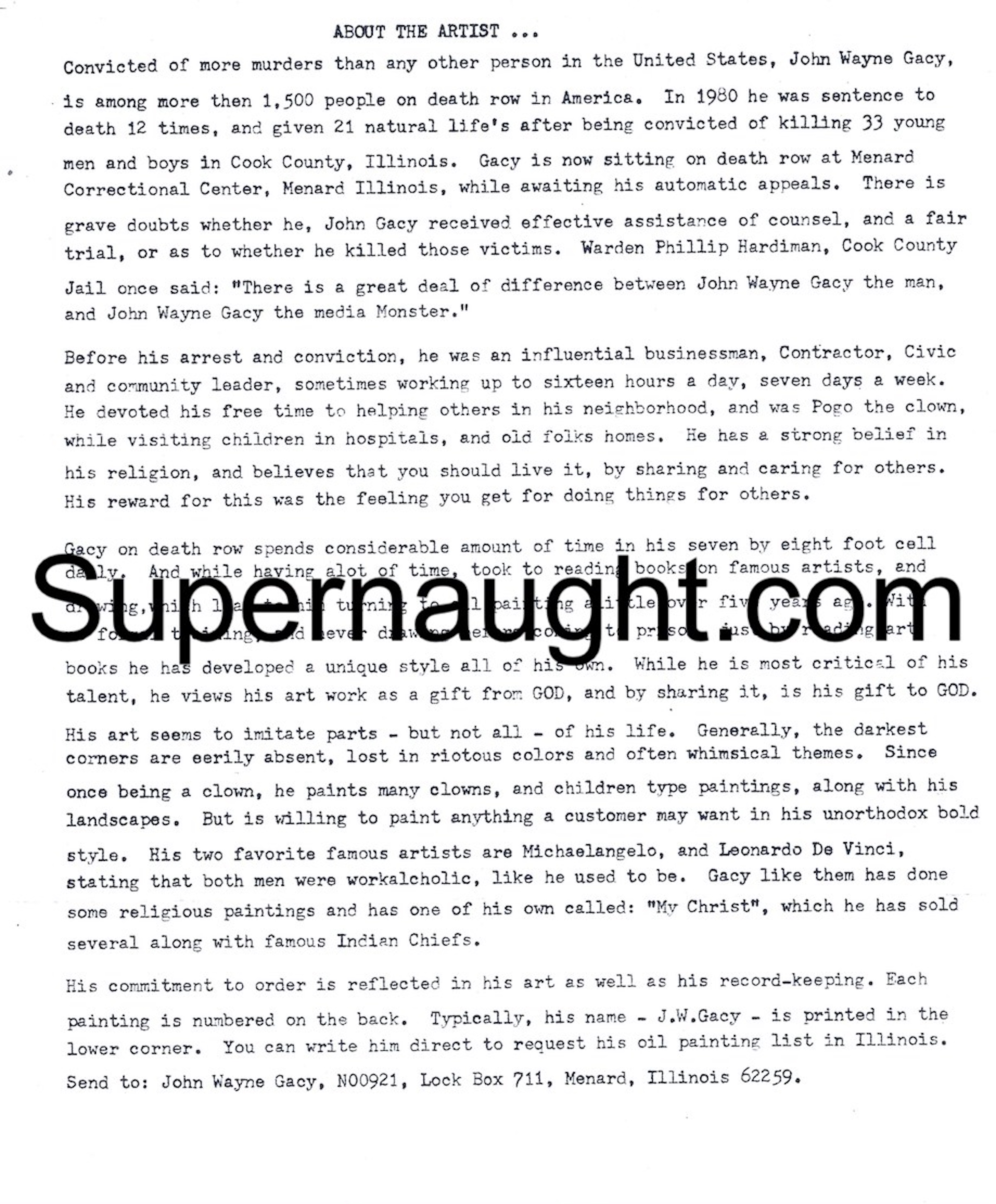 John Wayne Gacy About the Author Artist Bio Copy