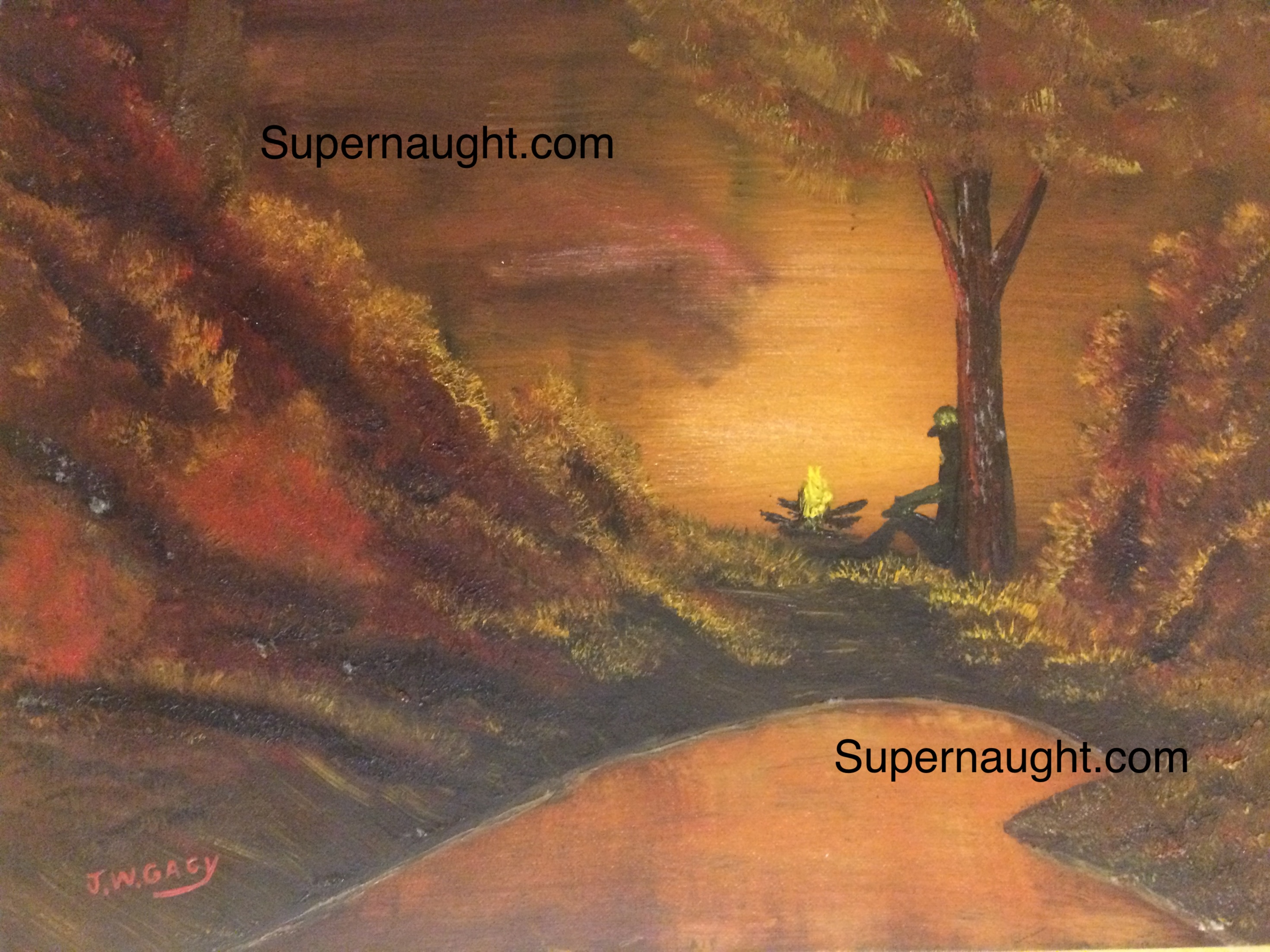 John Wayne Gacy Campfire Oil Painting Signed Three Times