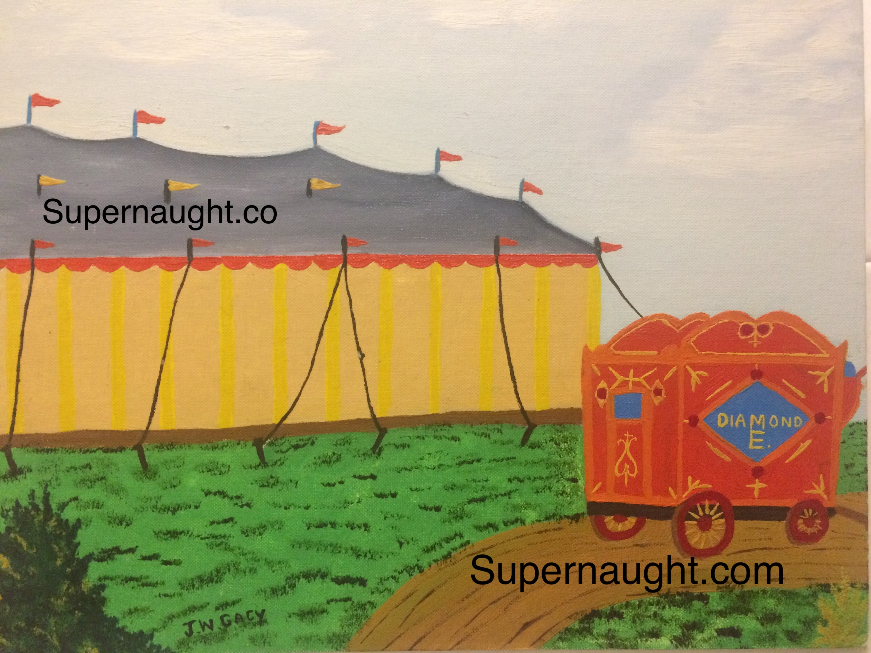 John Wayne Gacy Circus Tent Oil Painting Signed Twice