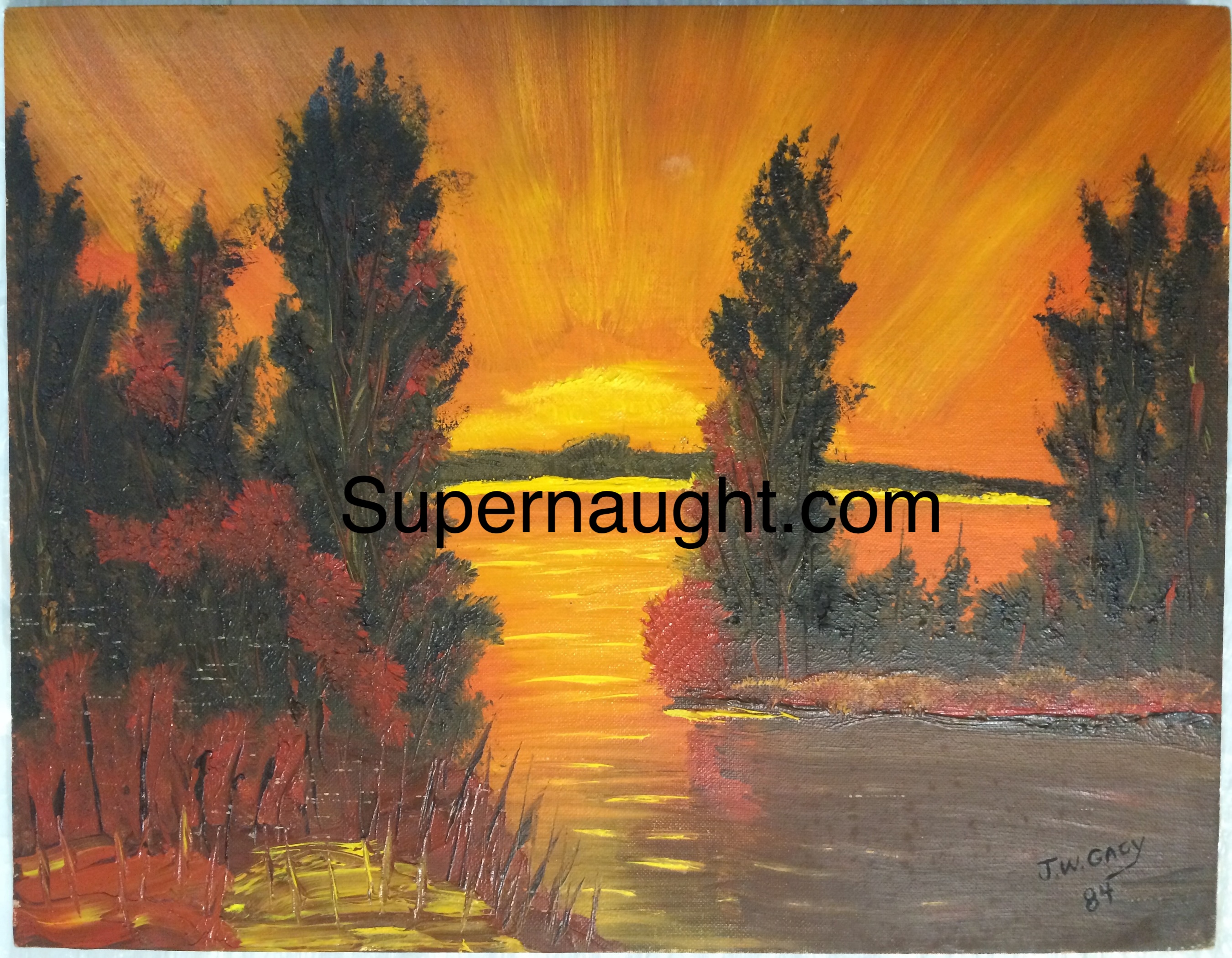 John Wayne Gacy End of the Day Sunset Painting Signed